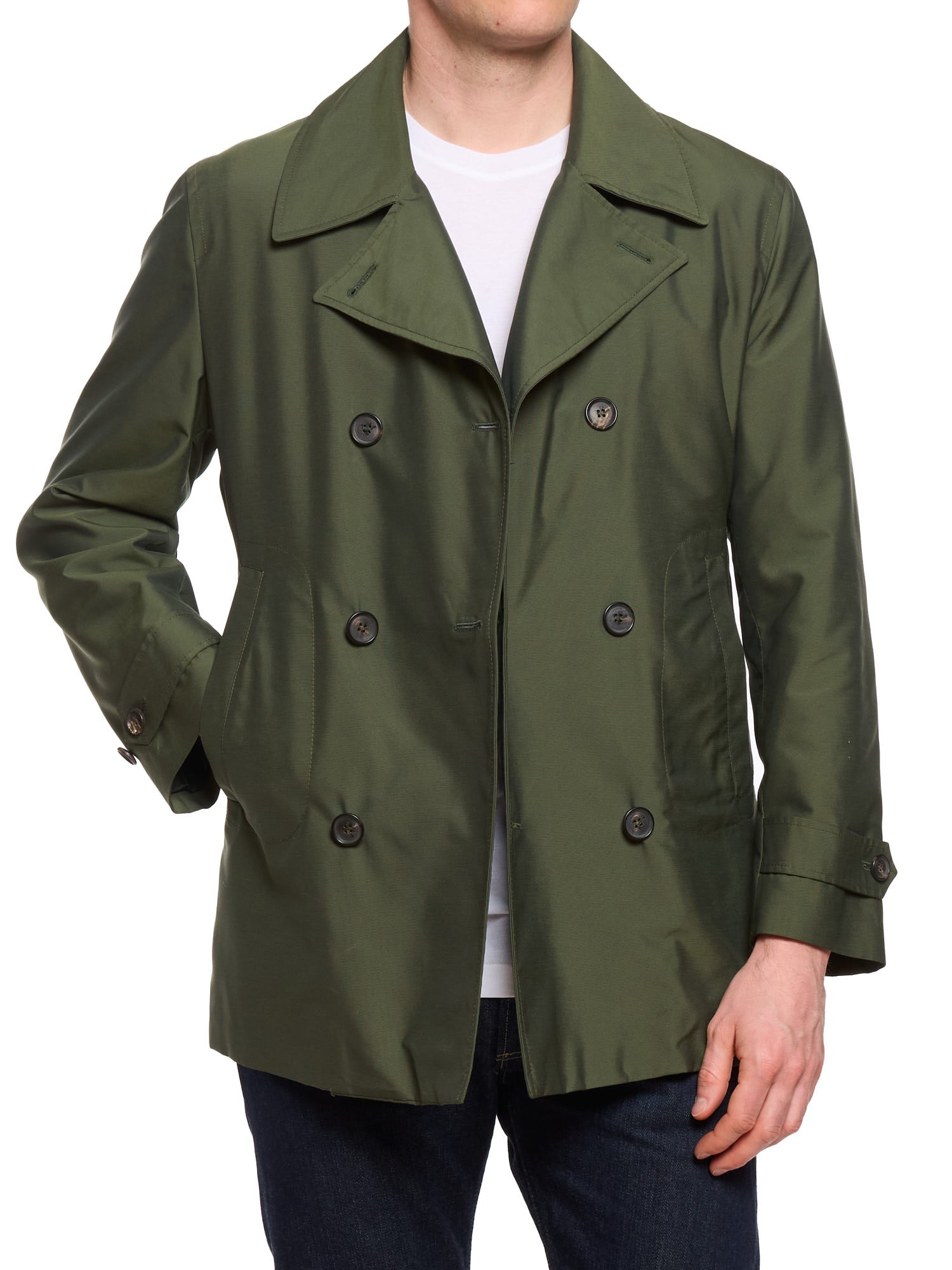 ISAIA Napoli Olive Green Peacoat Technical Jacket