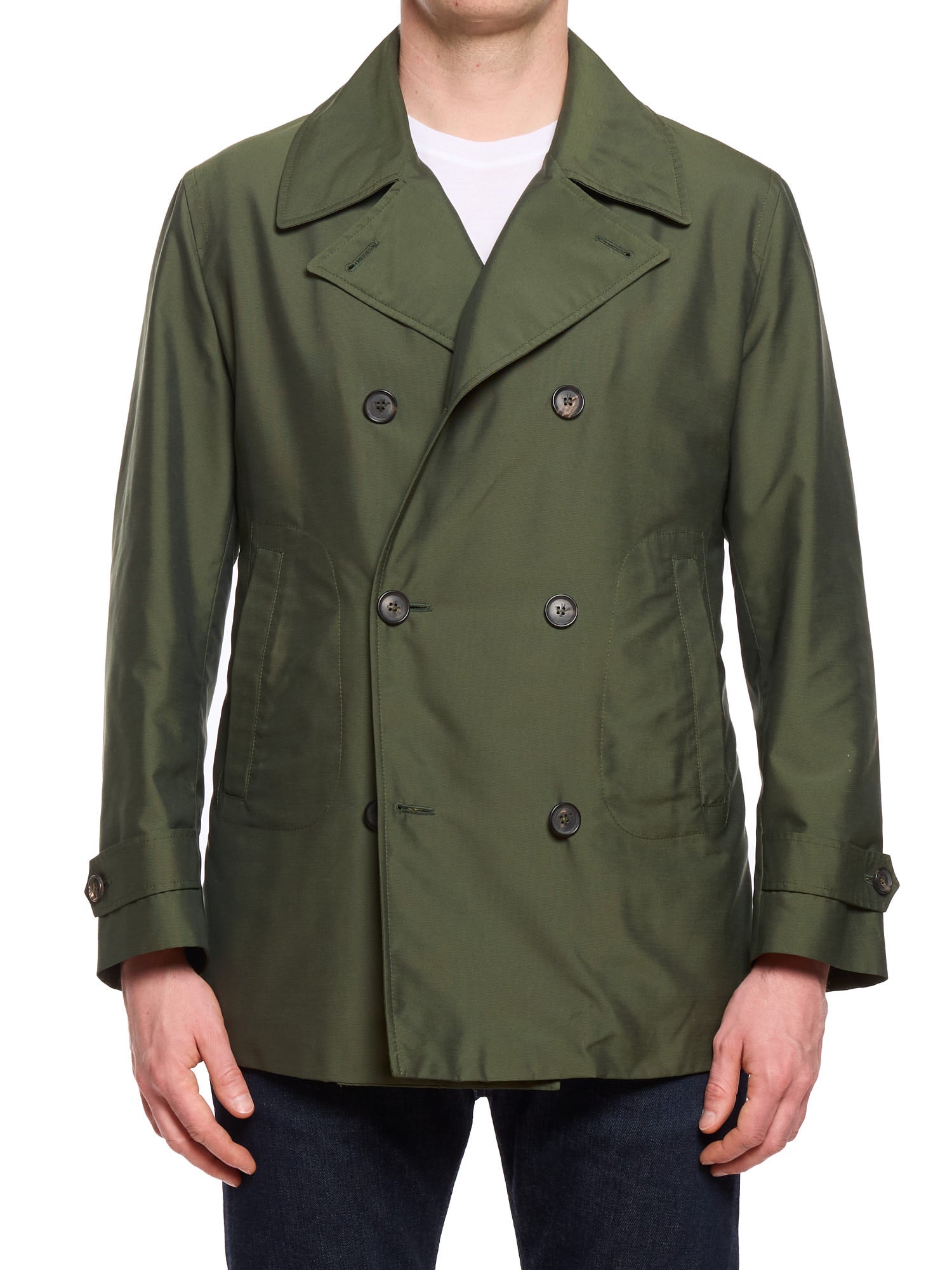 ISAIA Napoli Olive Green Peacoat Technical Jacket