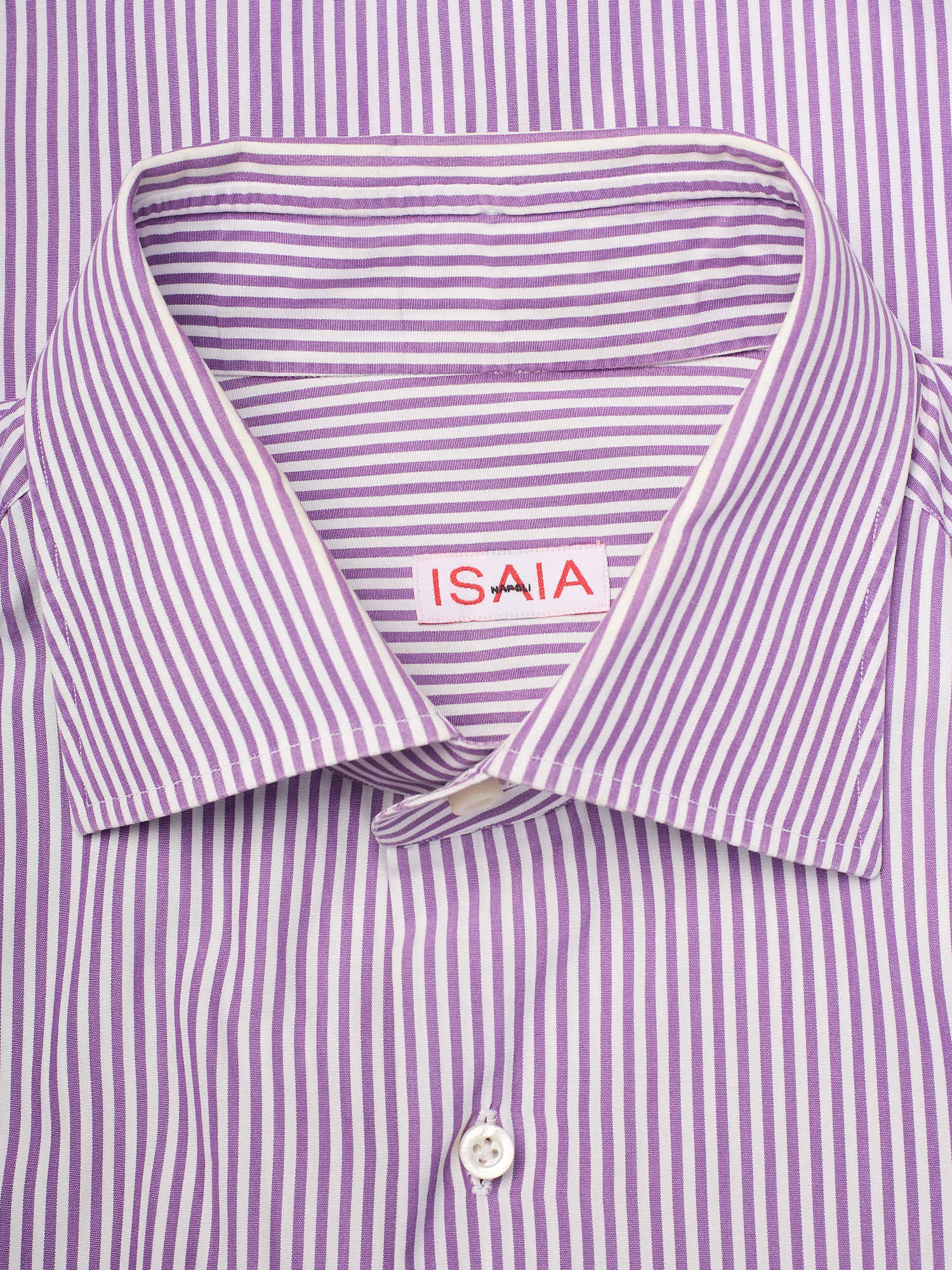 ISAIA Napoli Purple Striped Cotton Dress Shirt EU 42 NEW US 16.5