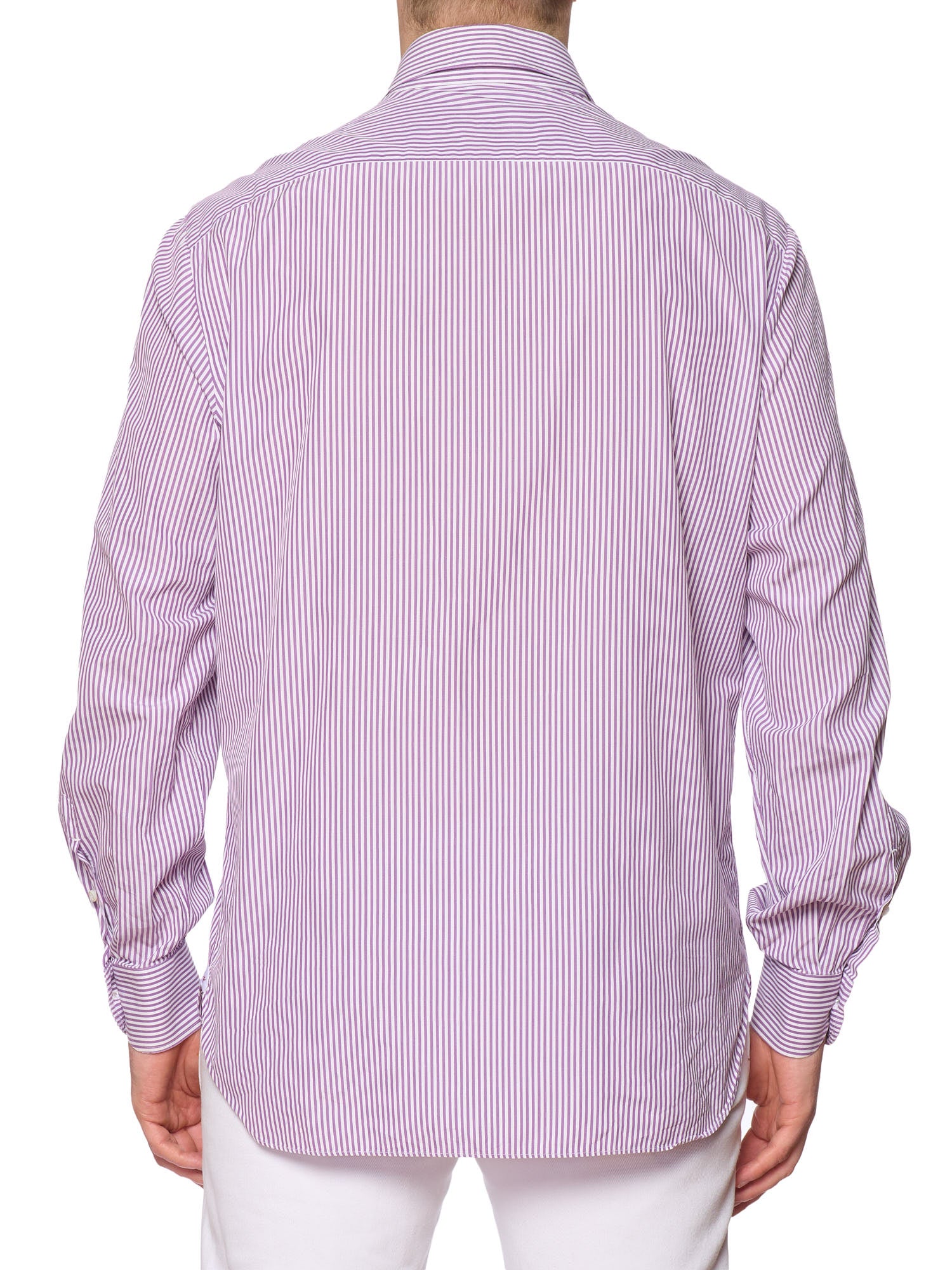 ISAIA Napoli Purple Striped Cotton Dress Shirt EU 42 NEW US 16.5