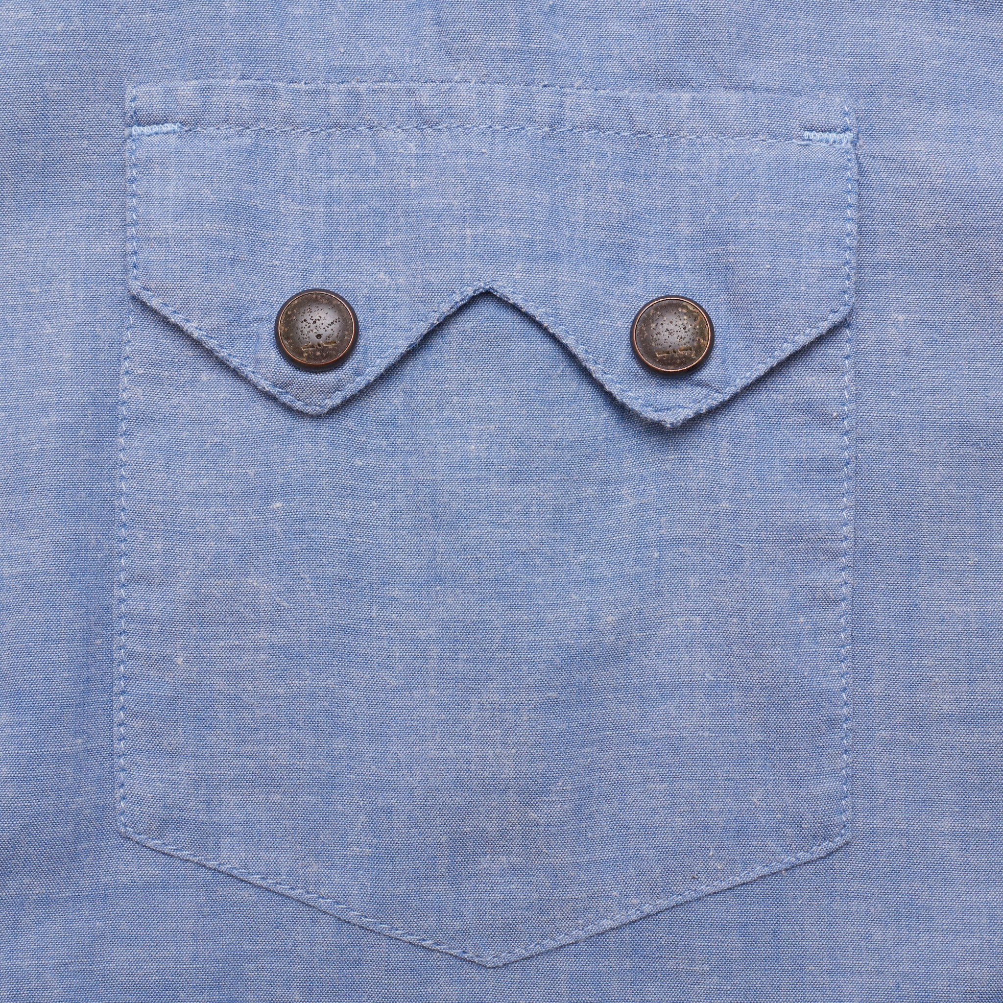 Lapo Elkann's ITALIA INDEPENDENT Chambray Selvedge Western Casual Shirt Size XL Slim Fit ITALIA INDEPENDENT