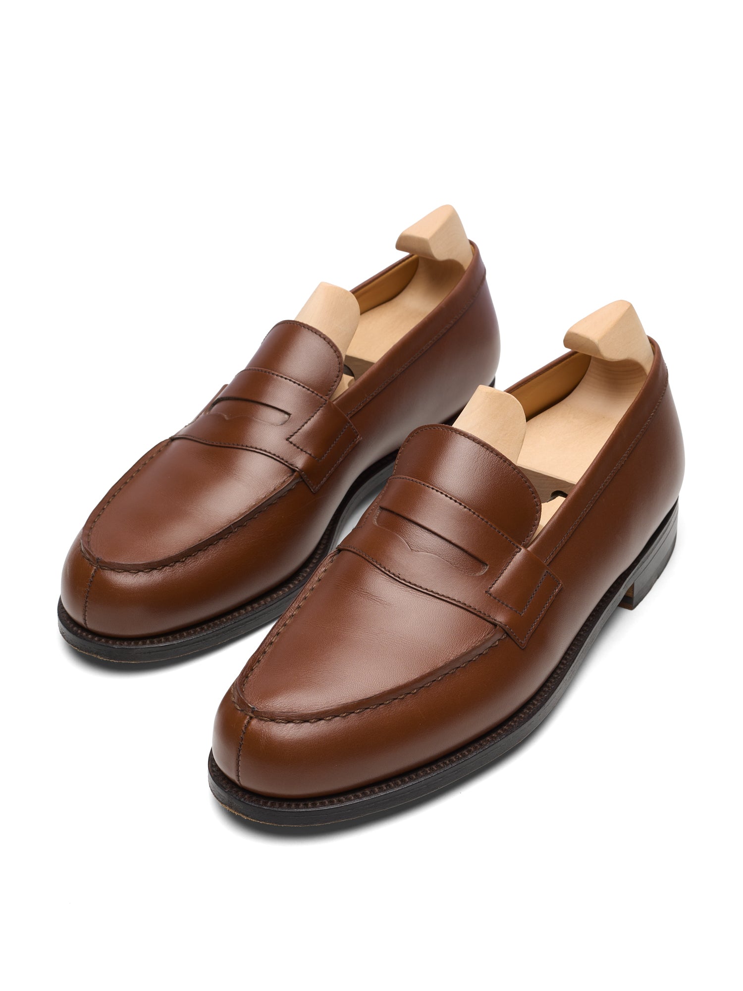 J.M. WESTON 180 Loafer Brown Box Calf Leather Moc Toe Penny Loafer Shoes 7D US 8