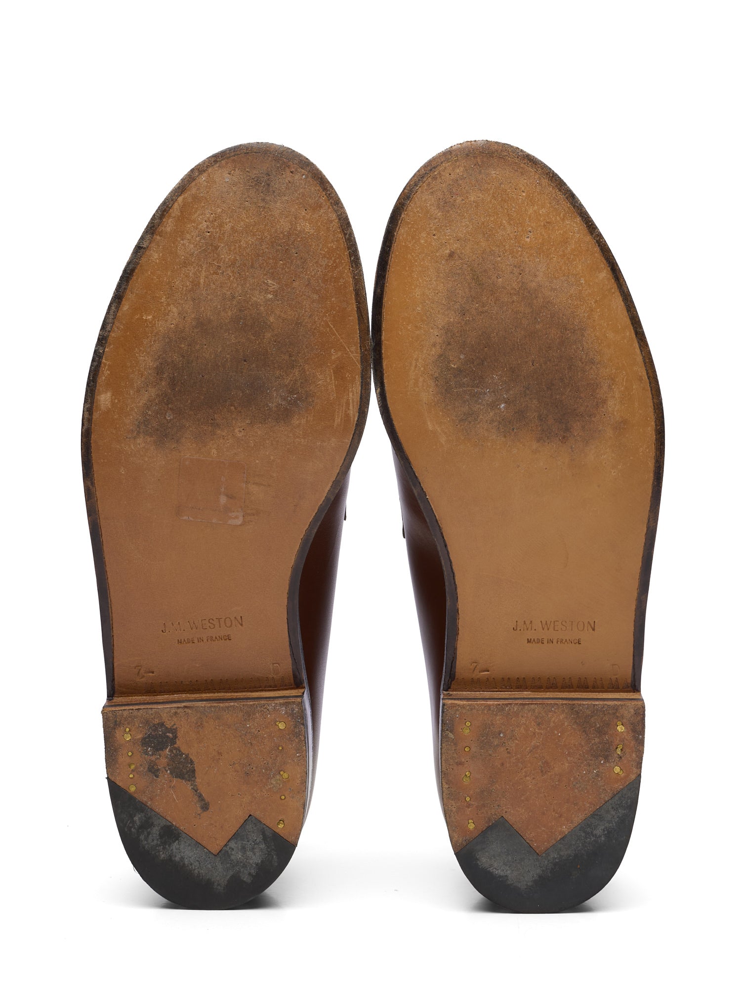 J.M. WESTON 180 Loafer Brown Box Calf Leather Moc Toe Penny Loafer Shoes 7D US 8