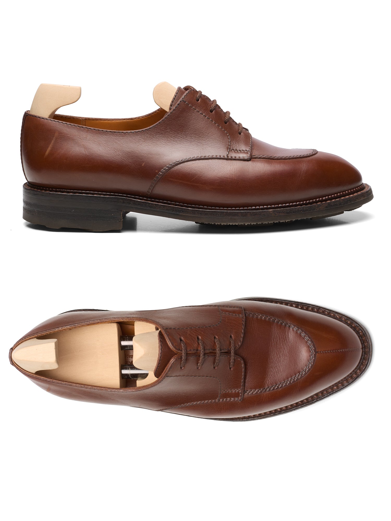 J. M. WESTON Half-Hunt Brown Boxcalf Demi-Chasse Split Toe Derby Shoes