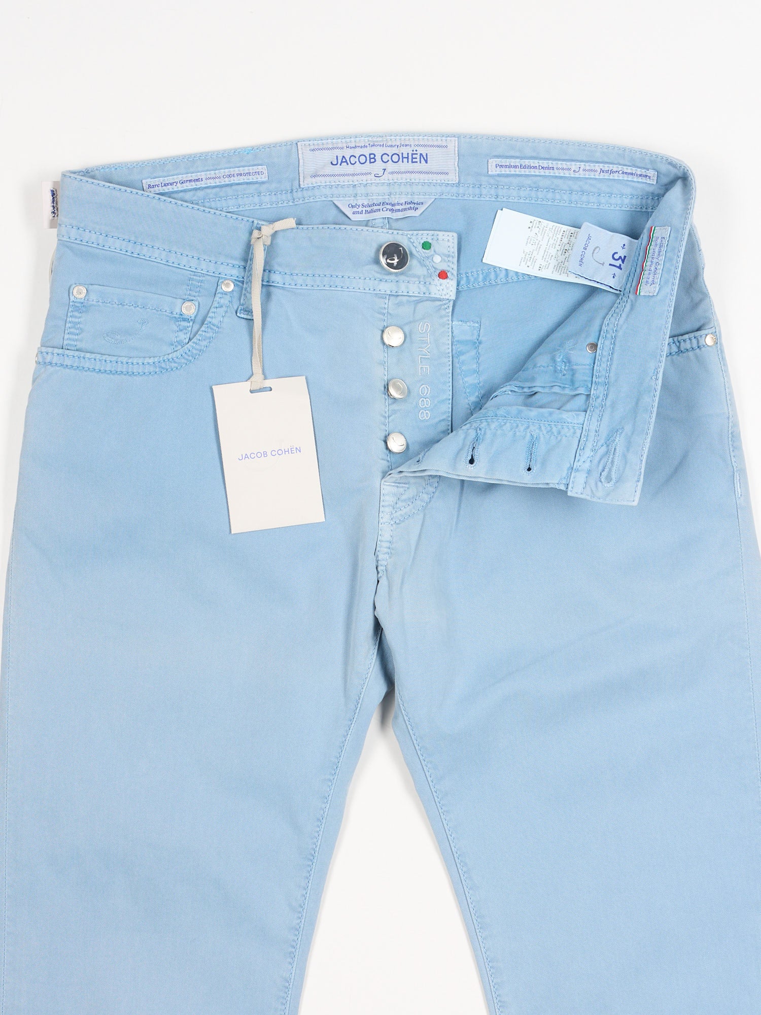 JACOB COHEN 688 Cotton-Lyocell Light Blue Luxury Denim Jeans US 31