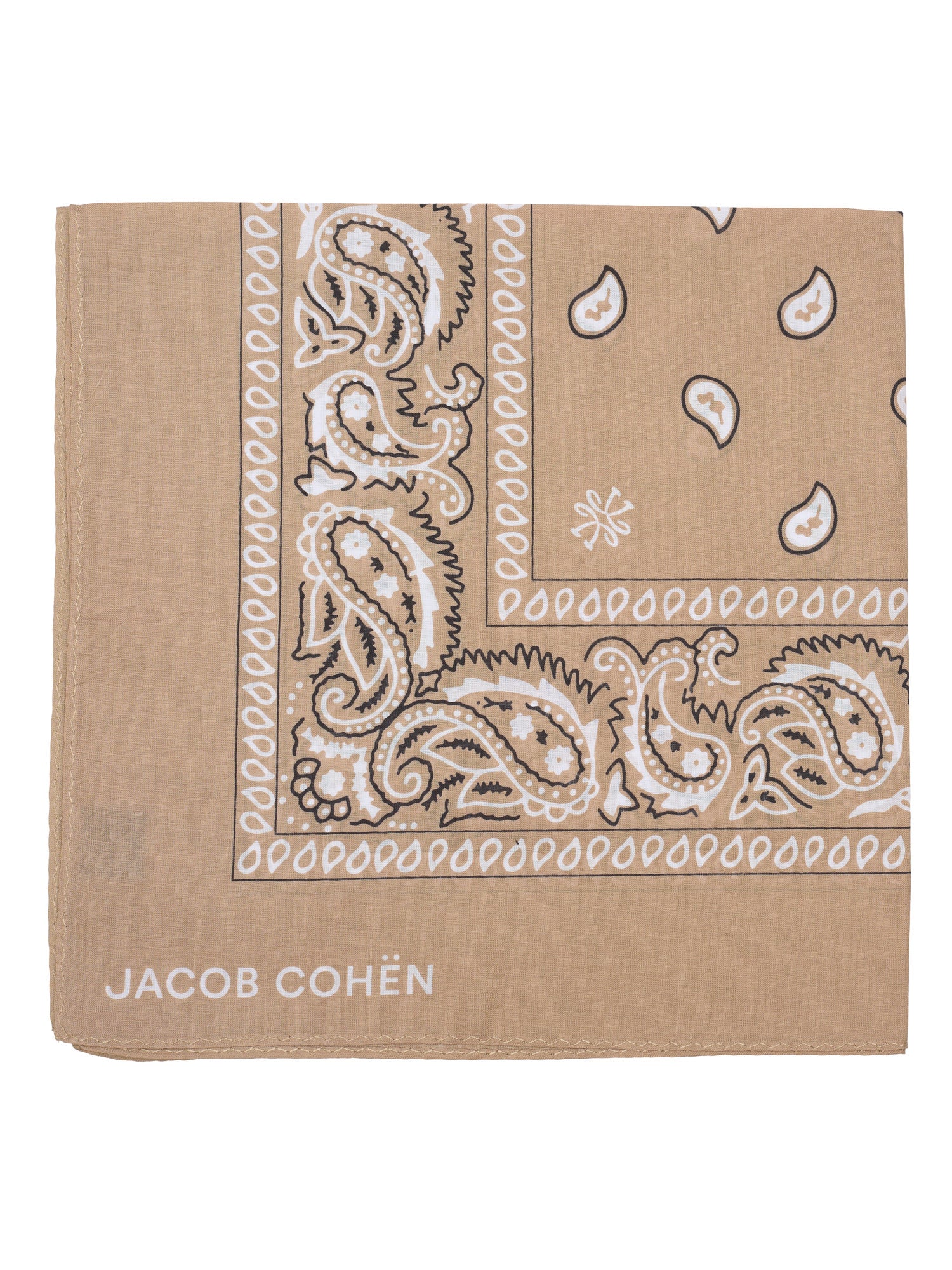 JACOB COHEN Beige Paisley Cotton Neckerchief NEW 49x49cm Bandana