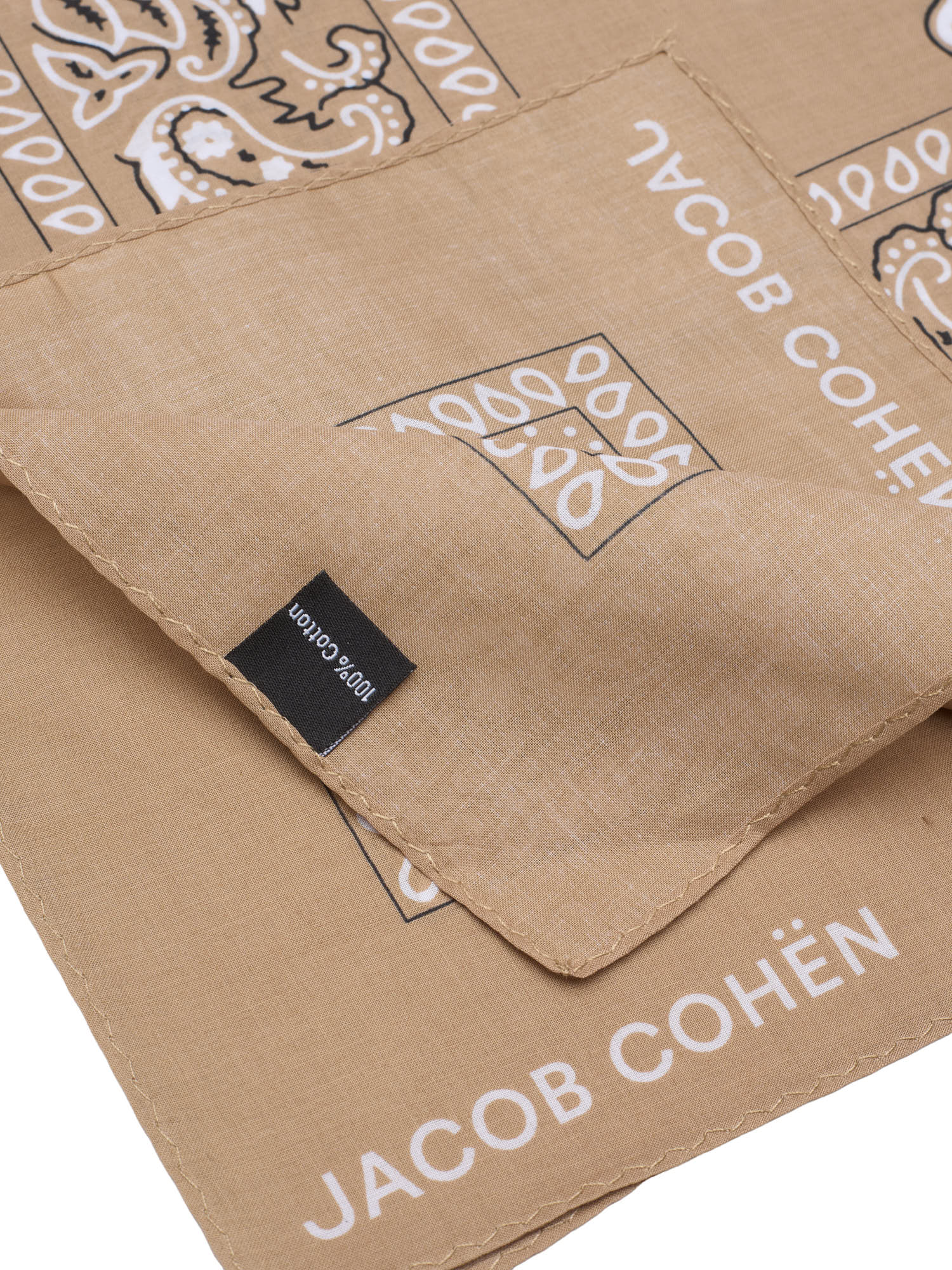 JACOB COHEN Beige Paisley Cotton Neckerchief NEW 49x49cm Bandana