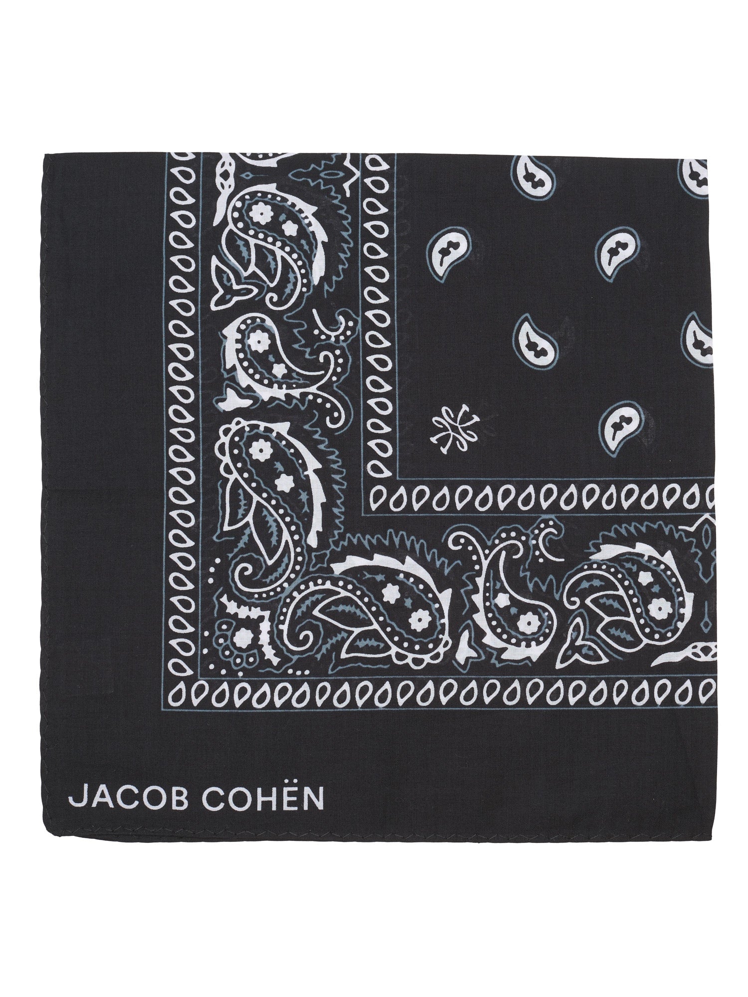JACOB COHEN Black Paisley Cotton Neckerchief NEW 49x49cm Bandana