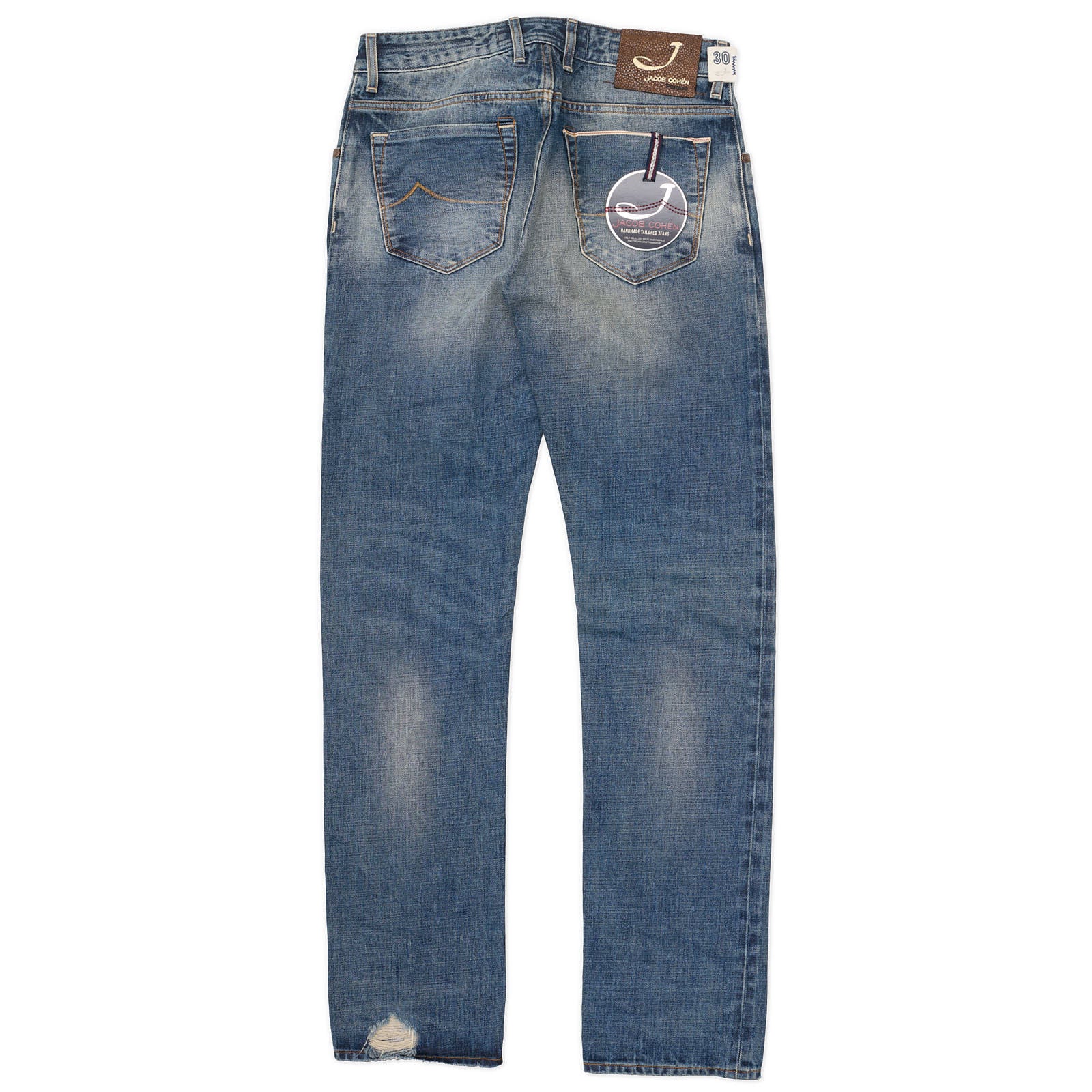 JACOB COHEN Handmade Limited Edition Blue Faded Denim Jeans Pants NEW US 30