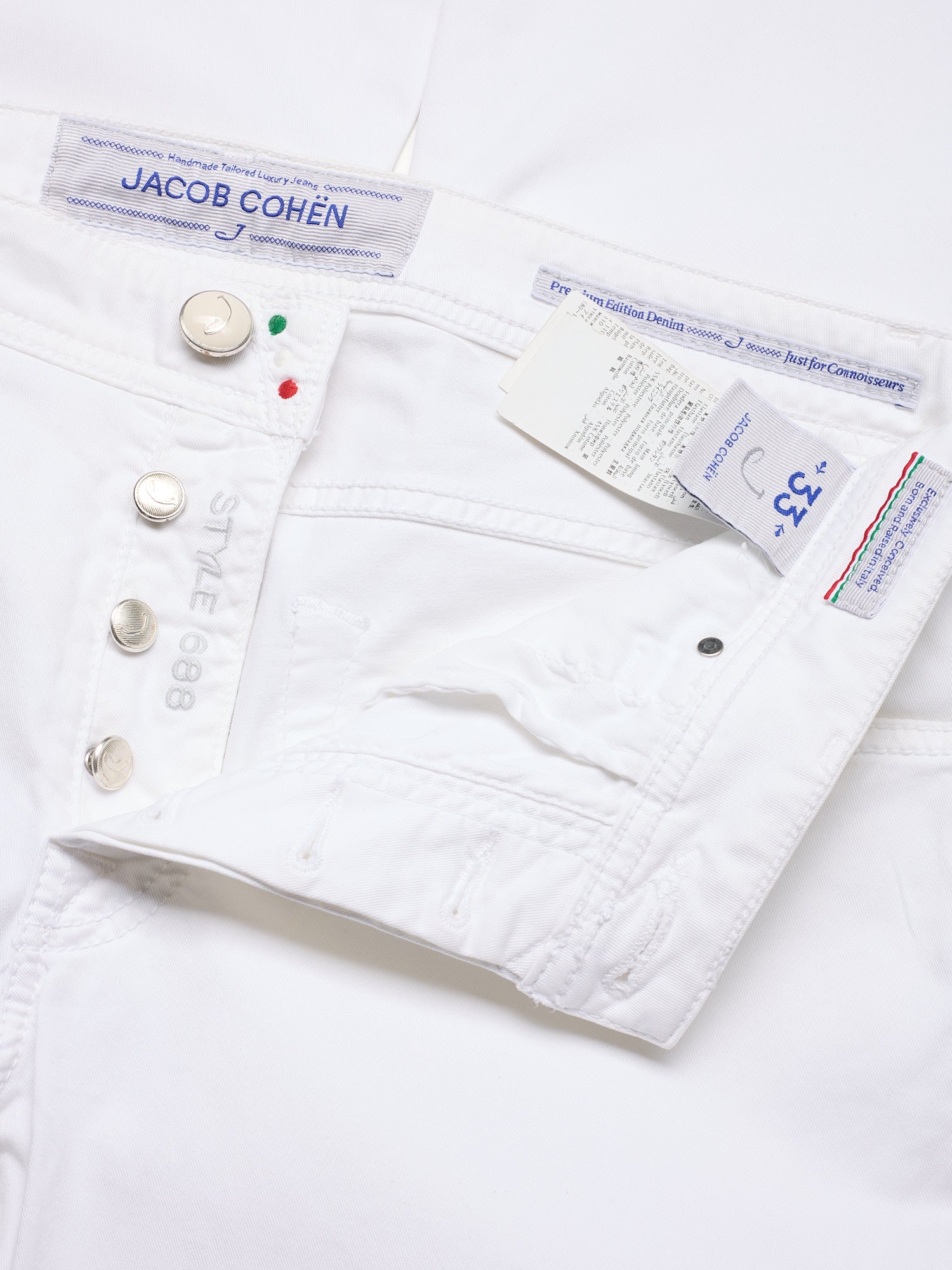 JACOB COHEN Luxury Denim Style 688 White Stretch Jeans Pants US 33 Slim