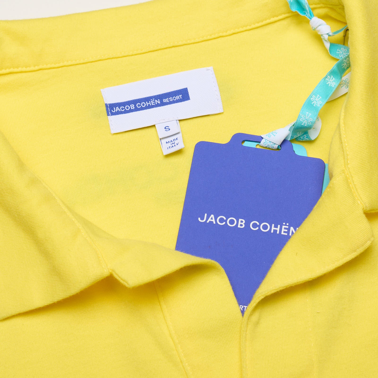 Rare JACOB COHEN Resort Collection Yellow Cotton Polo Shirt NEW S
