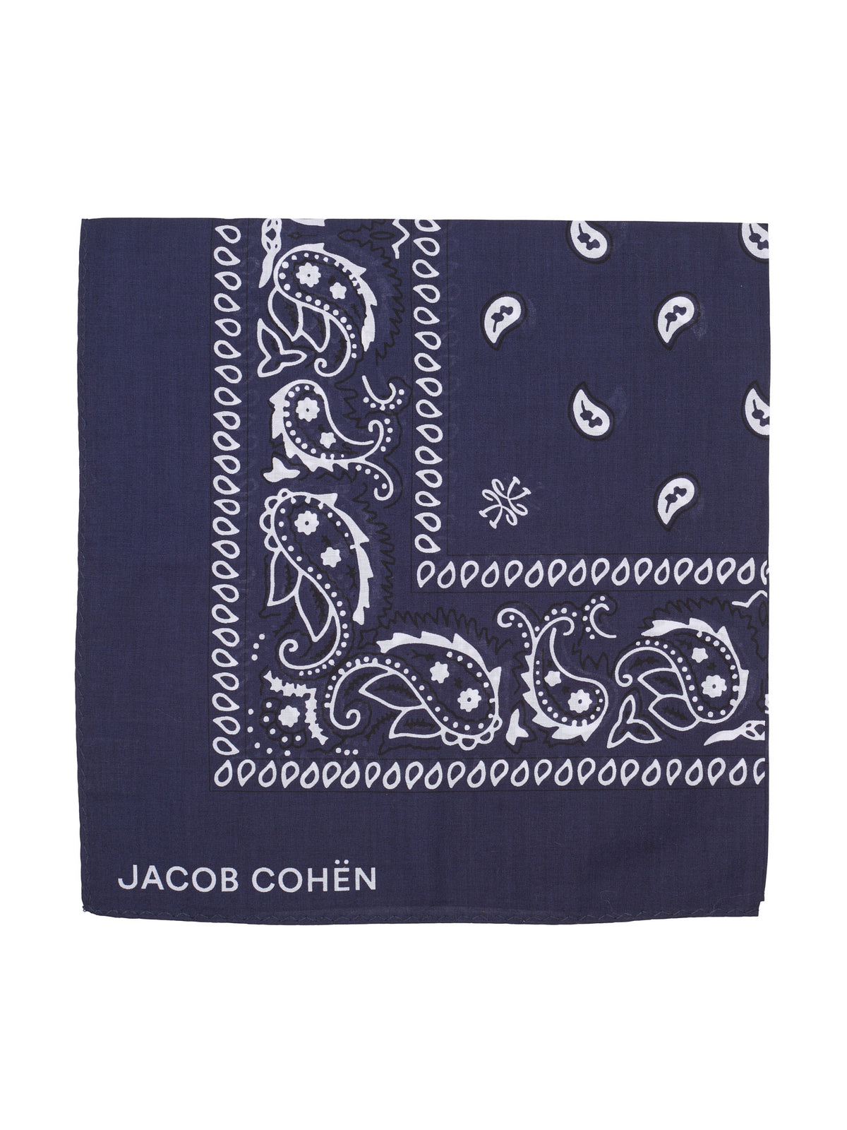 JACOB COHEN Navy Blue Paisley Cotton Neckerchief NEW 49x49cm Bandana