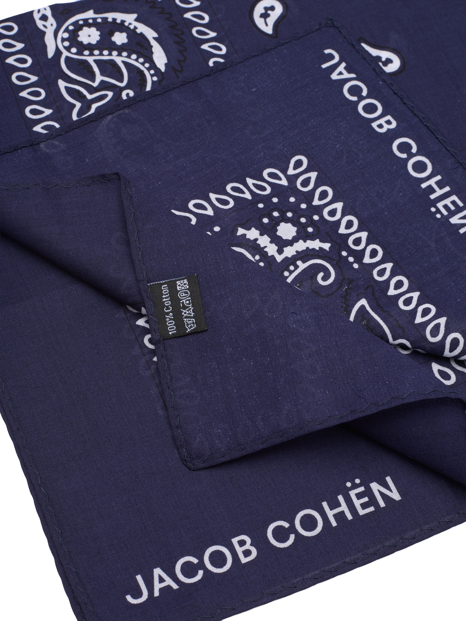 JACOB COHEN Navy Blue Paisley Cotton Neckerchief NEW 49x49cm Bandana