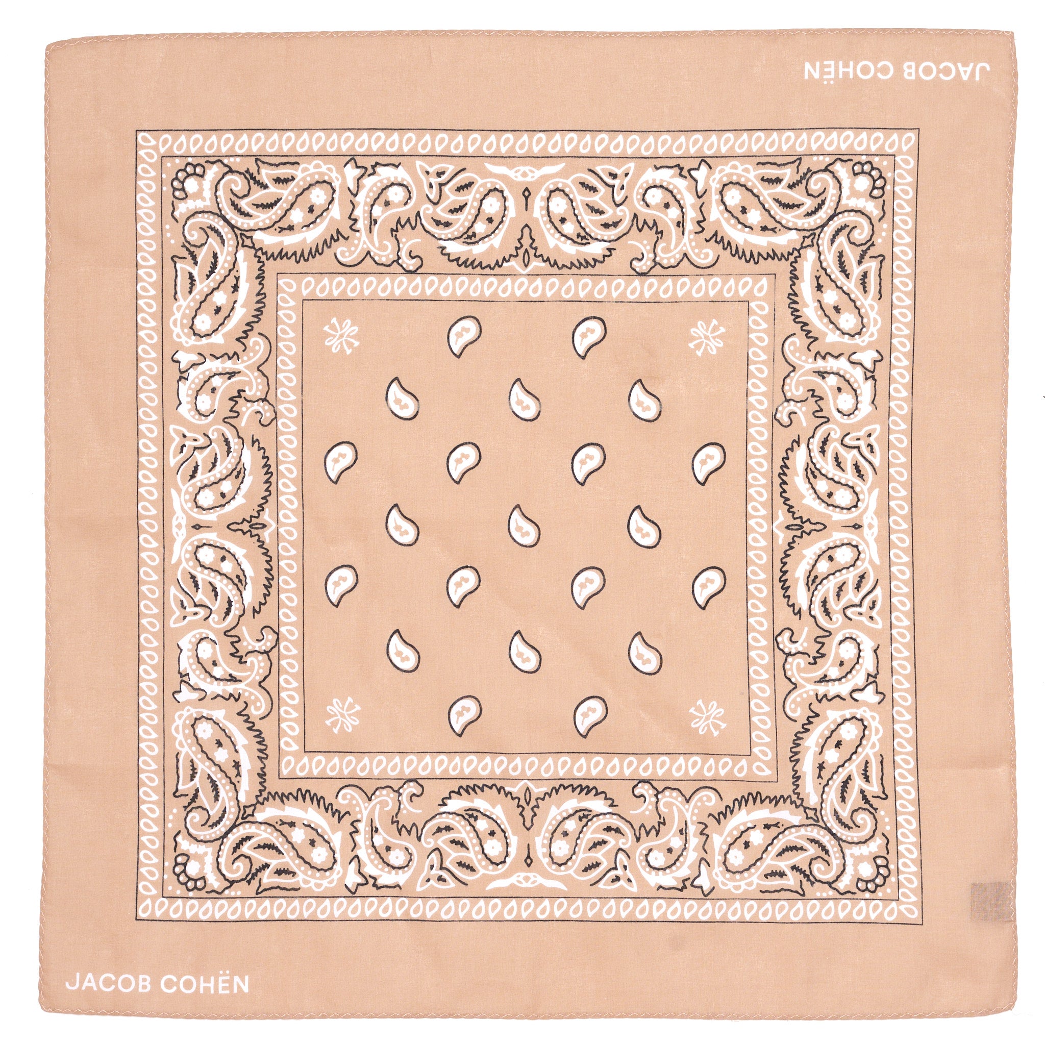 JACOB COHEN Tan Floral Paisley Printed Pattern Cotton Pocket Square NEW JACOB COHEN