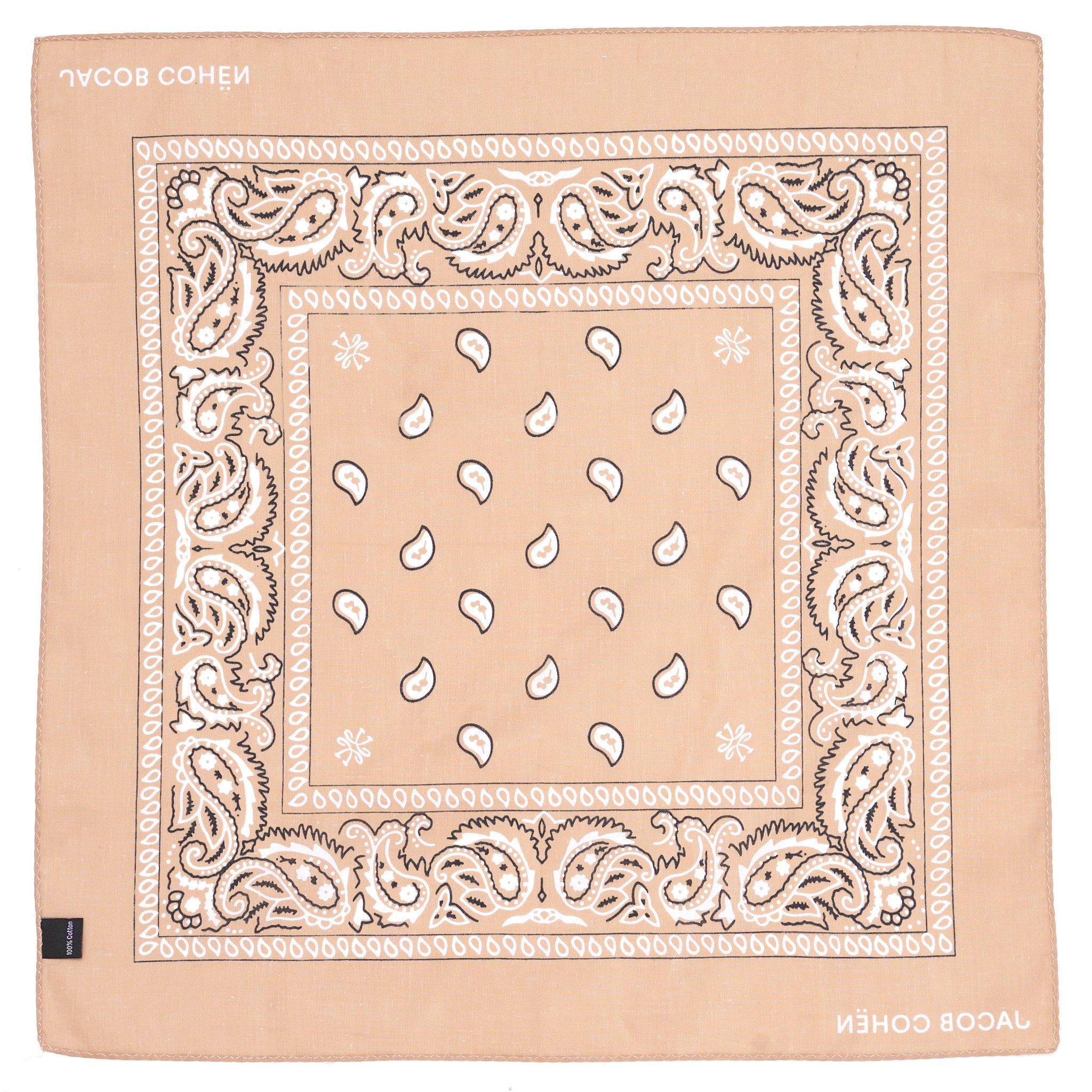 JACOB COHEN Tan Floral Paisley Printed Pattern Cotton Pocket Square NEW JACOB COHEN