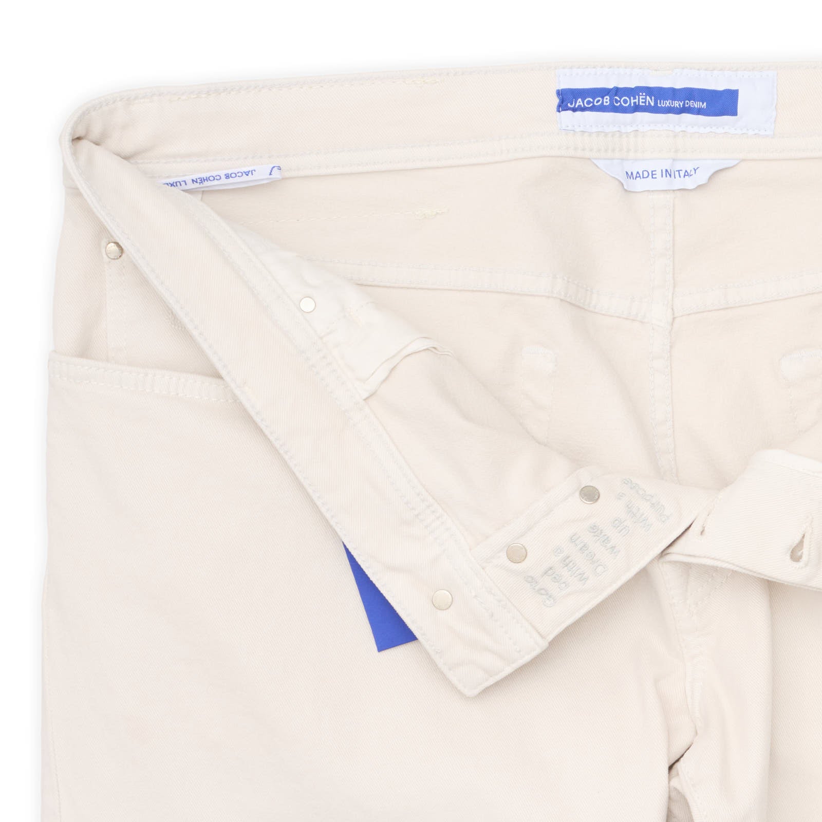 JACOB COHEN "BARD"Handmade Off-White Luxury Denim Stretch Jeans NEW US 40