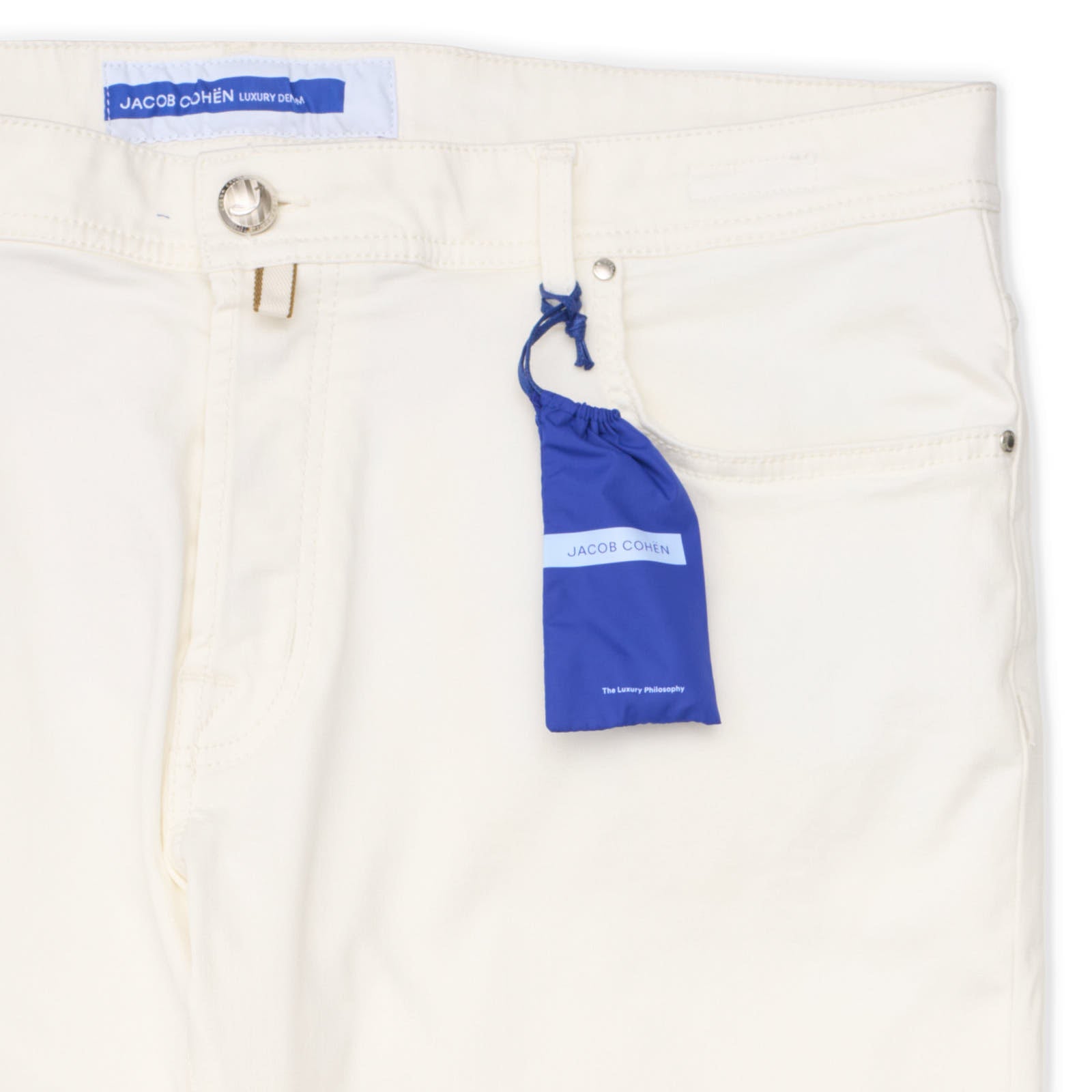 JACOB COHEN "BARD"Handmade White Luxury Denim Stretch Jeans Pants NEW 42