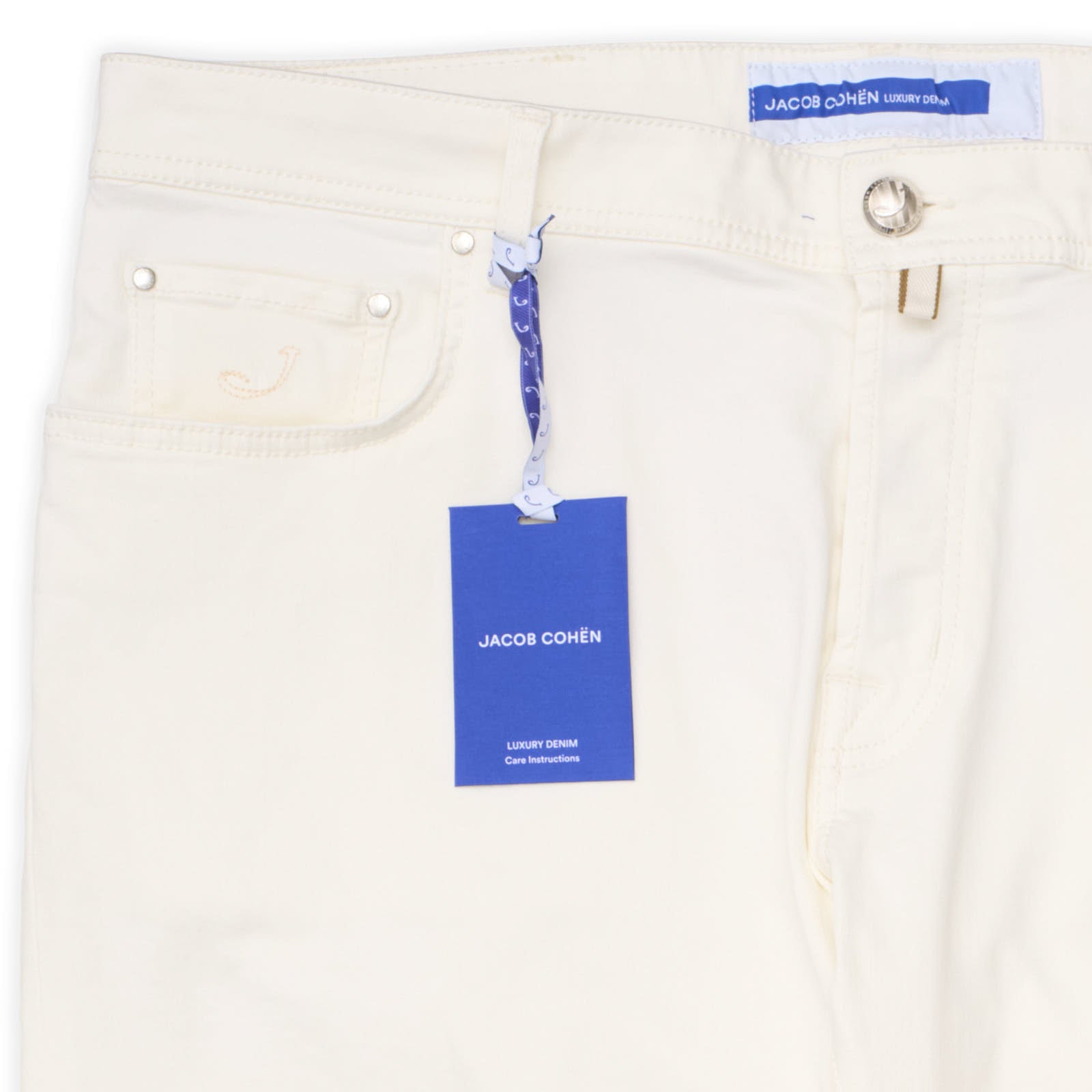 JACOB COHEN "BARD"Handmade White Luxury Denim Stretch Jeans Pants NEW 42