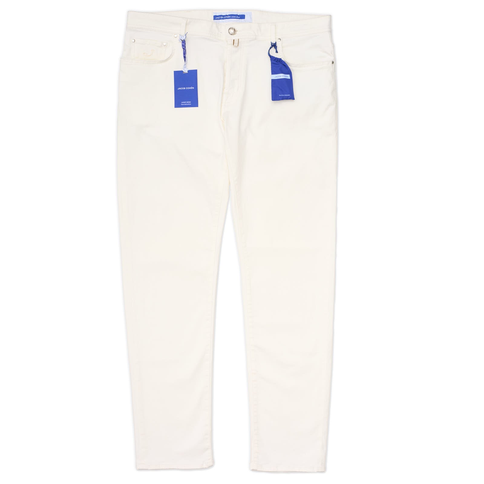 JACOB COHEN "BARD"Handmade White Luxury Denim Stretch Jeans Pants NEW 42