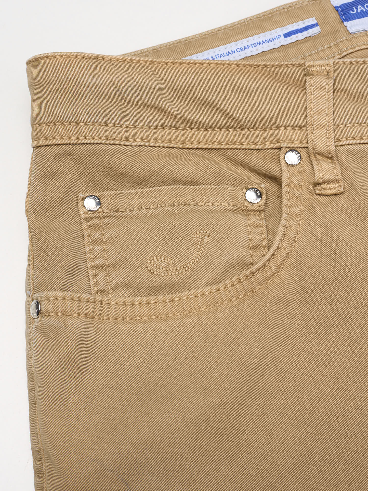 JACOB COHEN "Bard" Tan Cotton Twill Stretch Slim Fit Jeans US 33