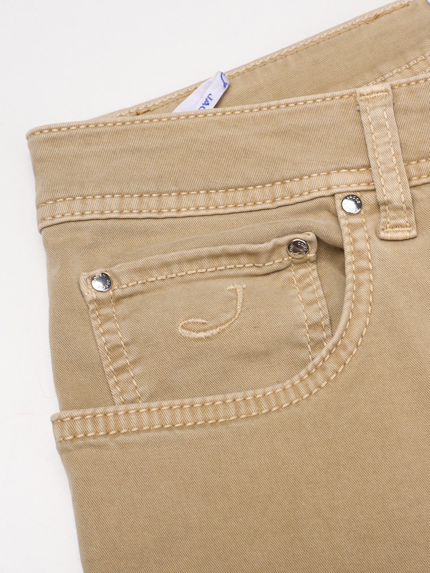 JACOB COHEN "Bard" Beige Twill Cotton Stretch Slim Fit Jeans Pants US 33