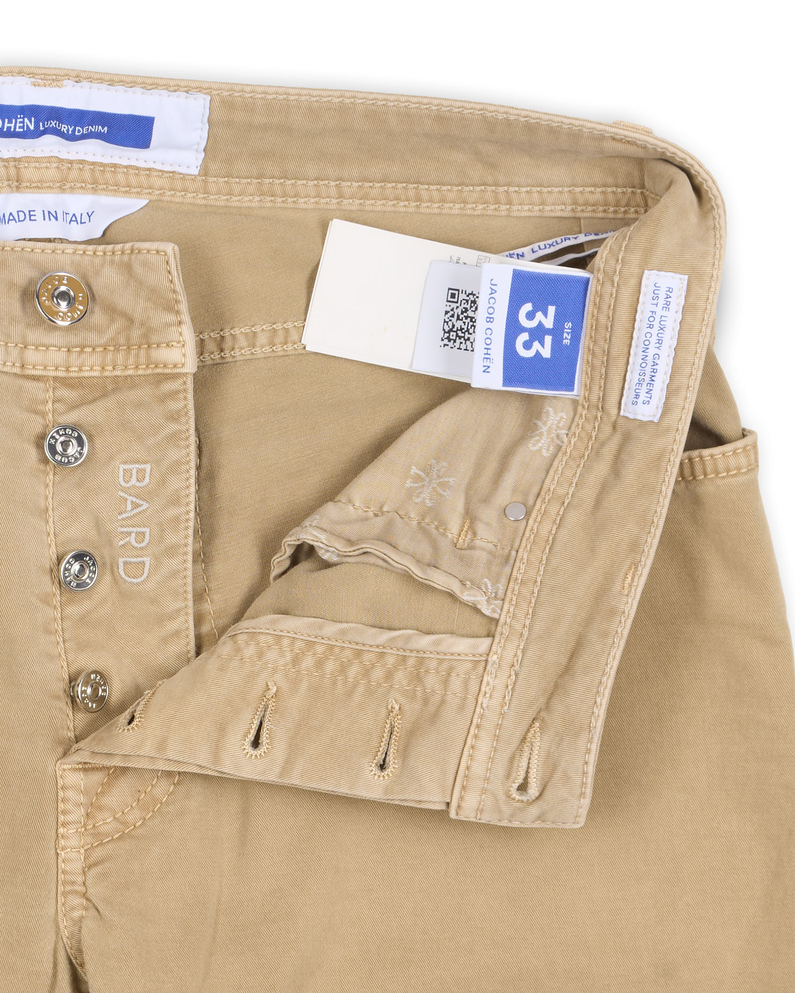 JACOB COHEN "Bard" Beige Twill Cotton Stretch Slim Fit Jeans Pants US 33