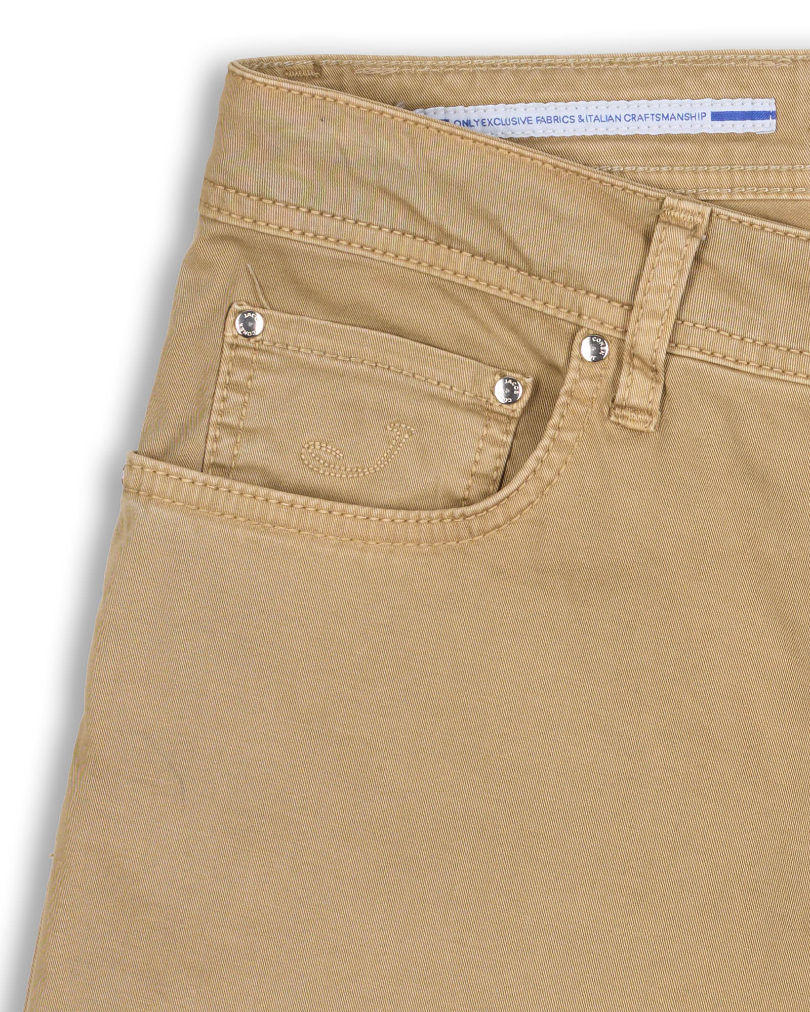 JACOB COHEN "Bard" Tan Cotton Twill Stretch Slim Fit Jeans US 33