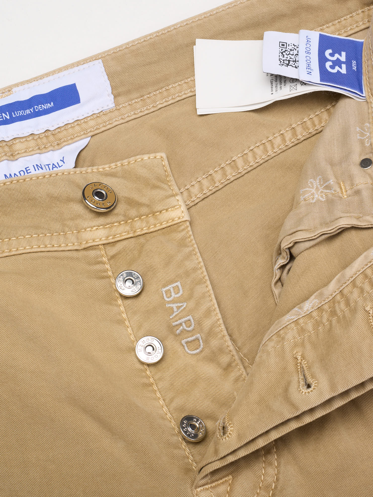 JACOB COHEN "Bard" Tan Twill Cotton Stretch Slim Fit Jeans Pants US 33