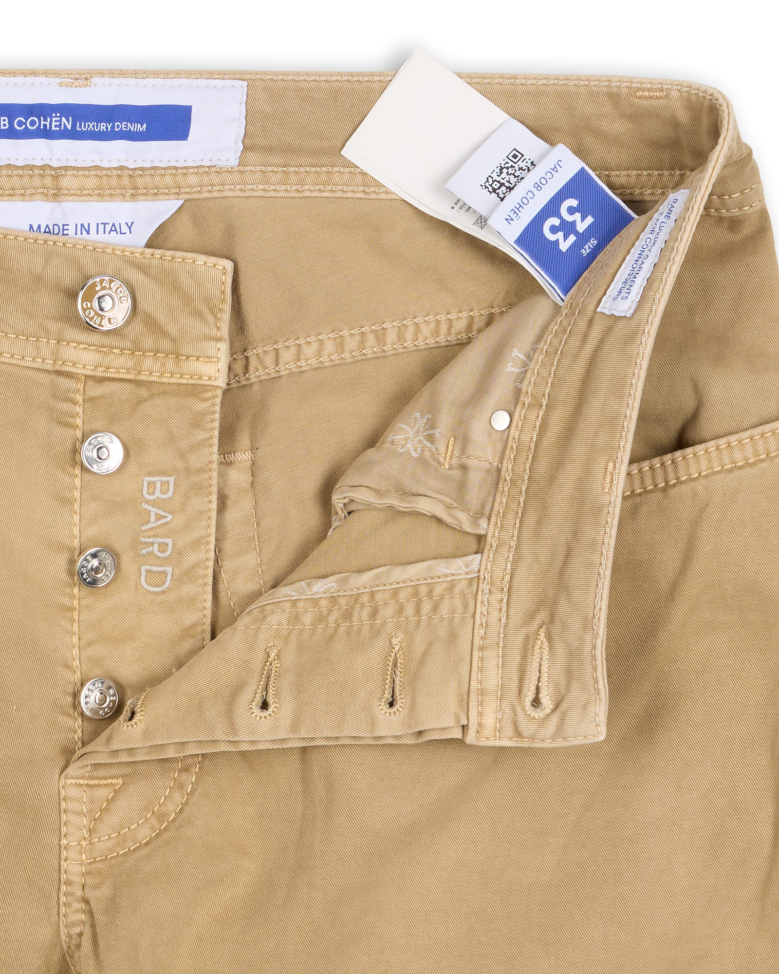 JACOB COHEN "Bard" Tan Twill Cotton Stretch Slim Fit Jeans Pants US 33