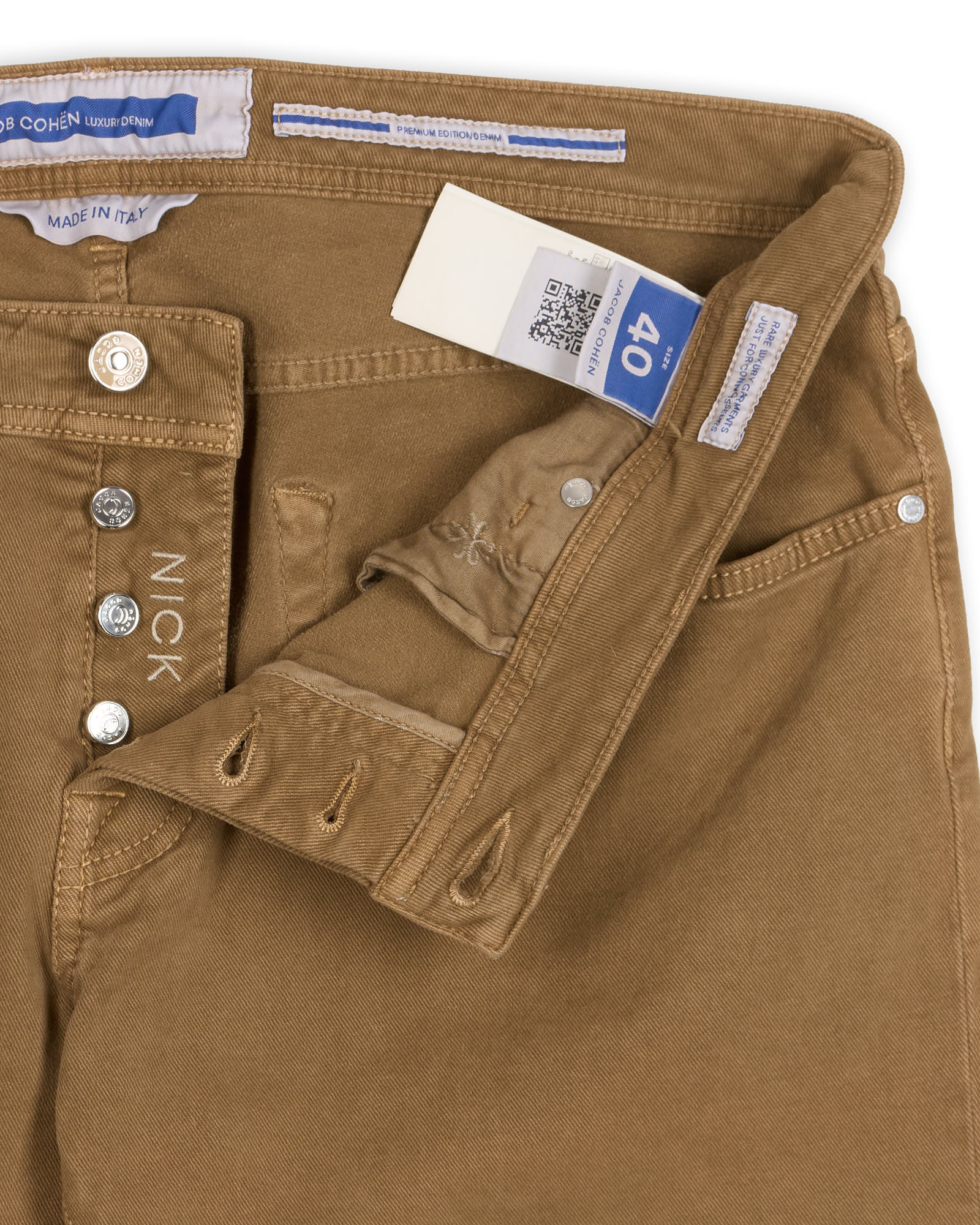 JACOB COHEN "NICK" Beige Luxury Stretch Denim Jeans NEW US 40