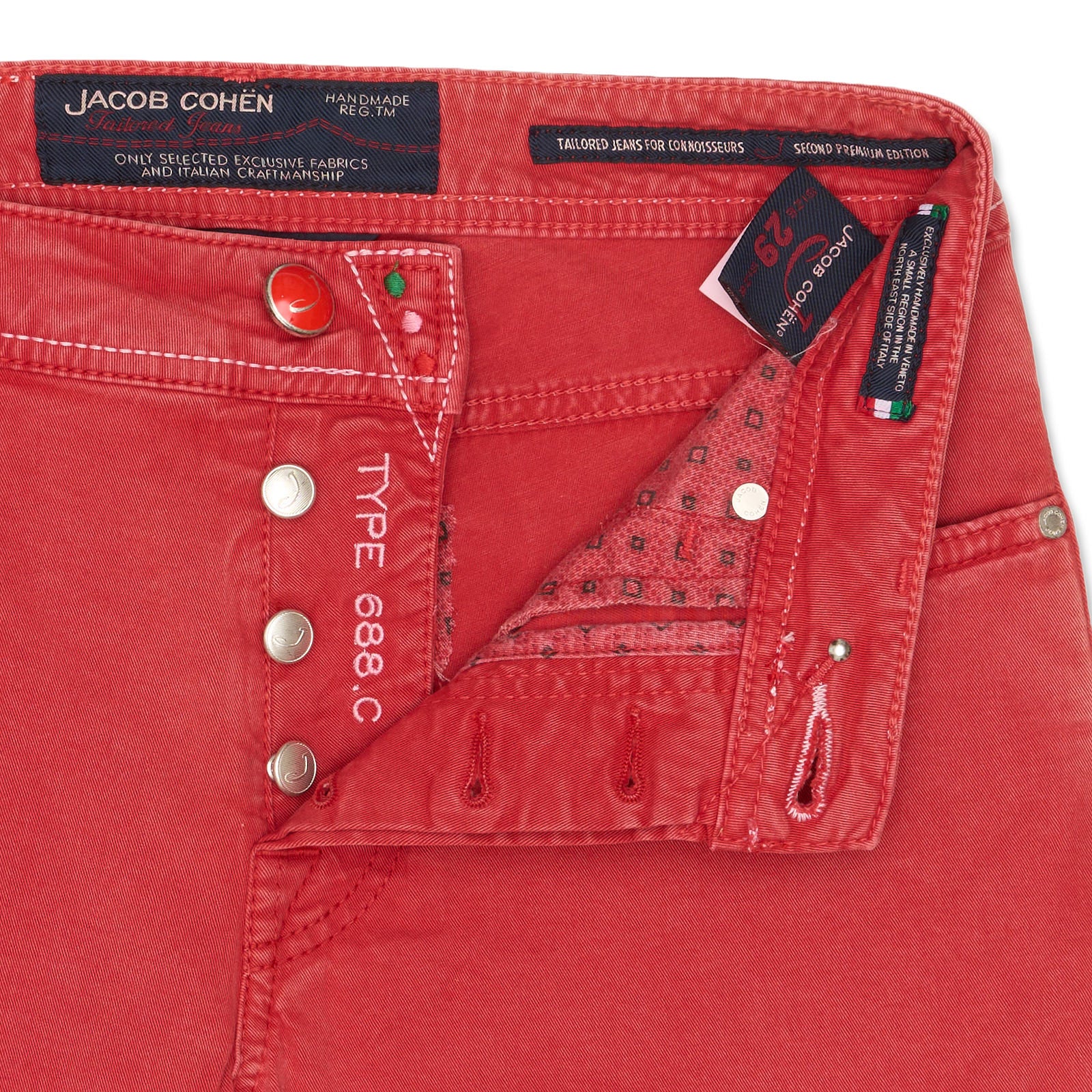 JACOB COHEN "TYPE 688. C" Red Second Premium Ed Jeans NEW US 29