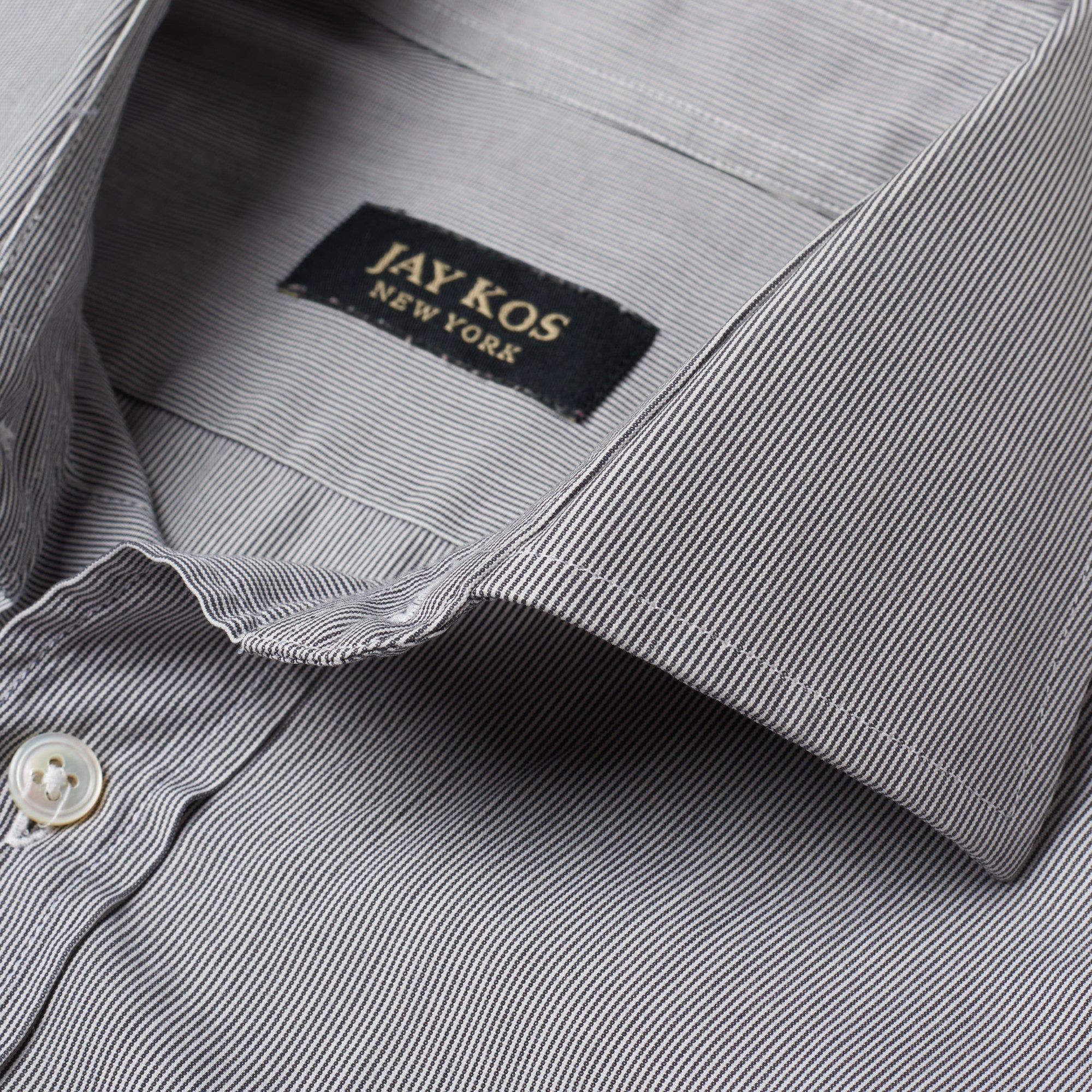 JAY KOS New York Gray Striped Cotton Shirt EU 41 US 16 JAY KOS