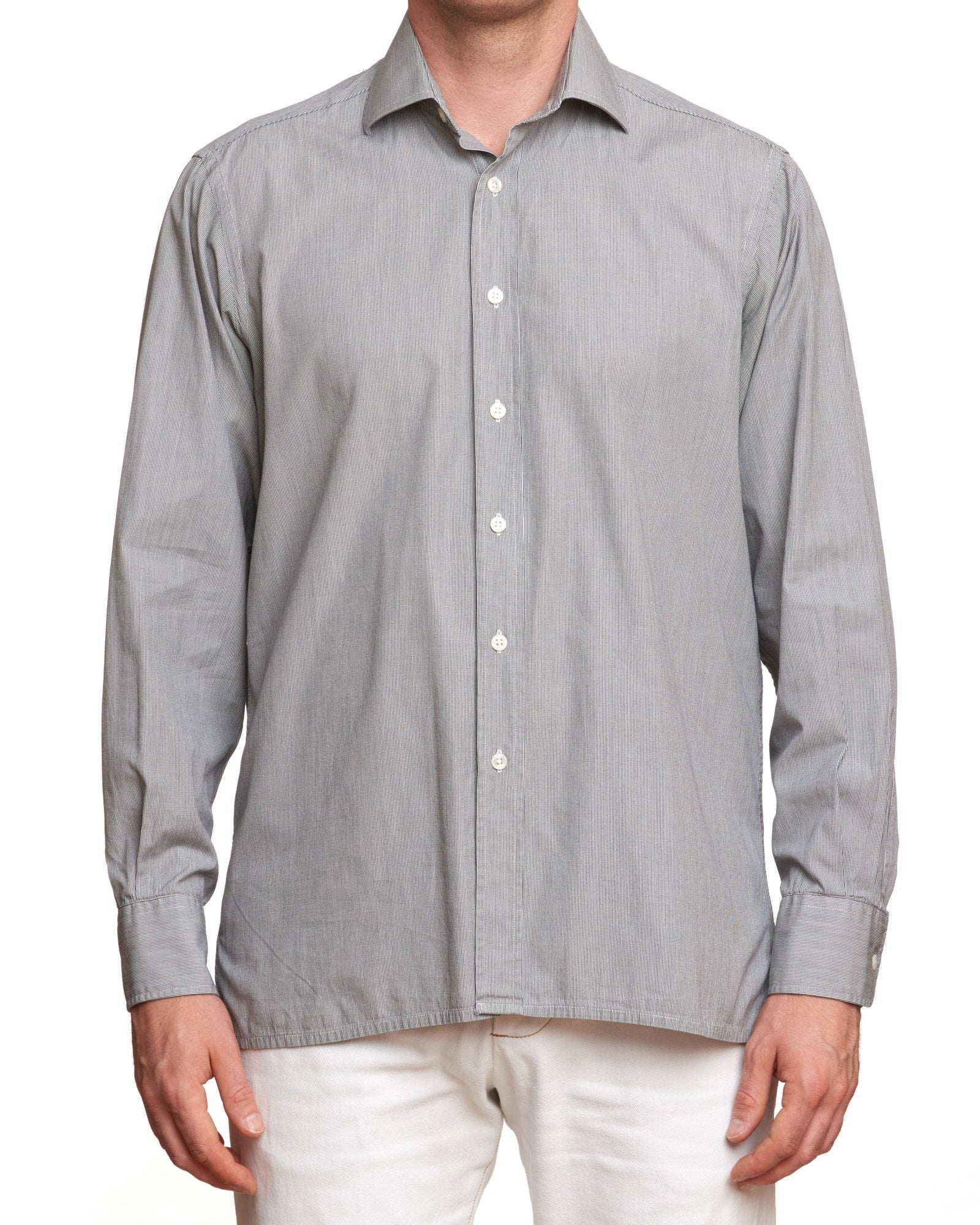 JAY KOS New York Gray Striped Cotton Shirt EU 41 US 16 JAY KOS