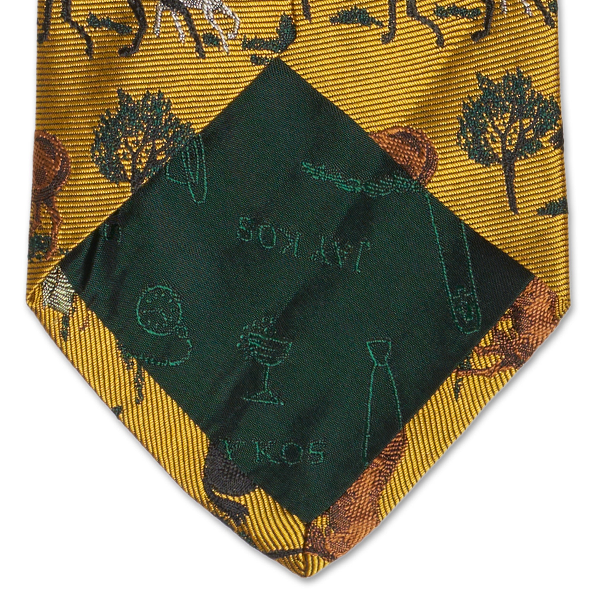 JAY KOS New York Handmade Yellow Horse Design Silk Tie JAY KOS