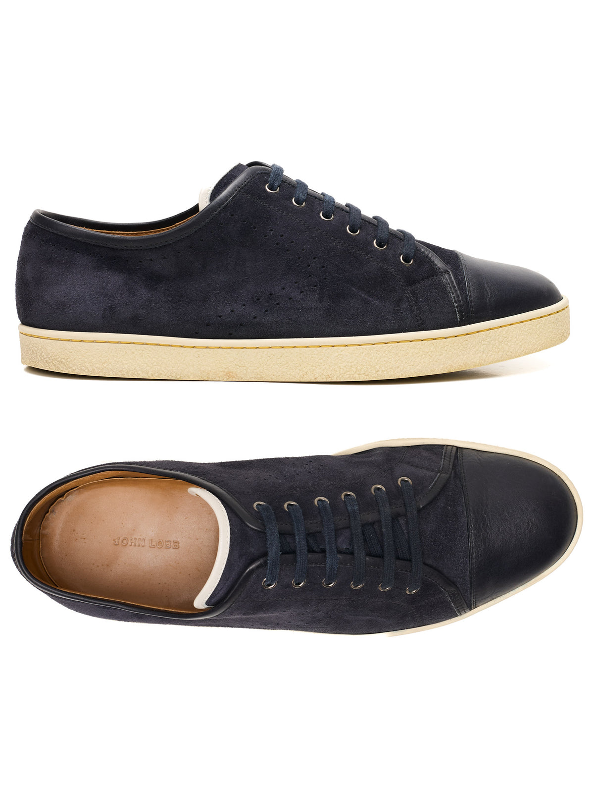 JOHN LOBB Blue "Levah" Cap-Toe Suede Leather Sneakers US 9.5