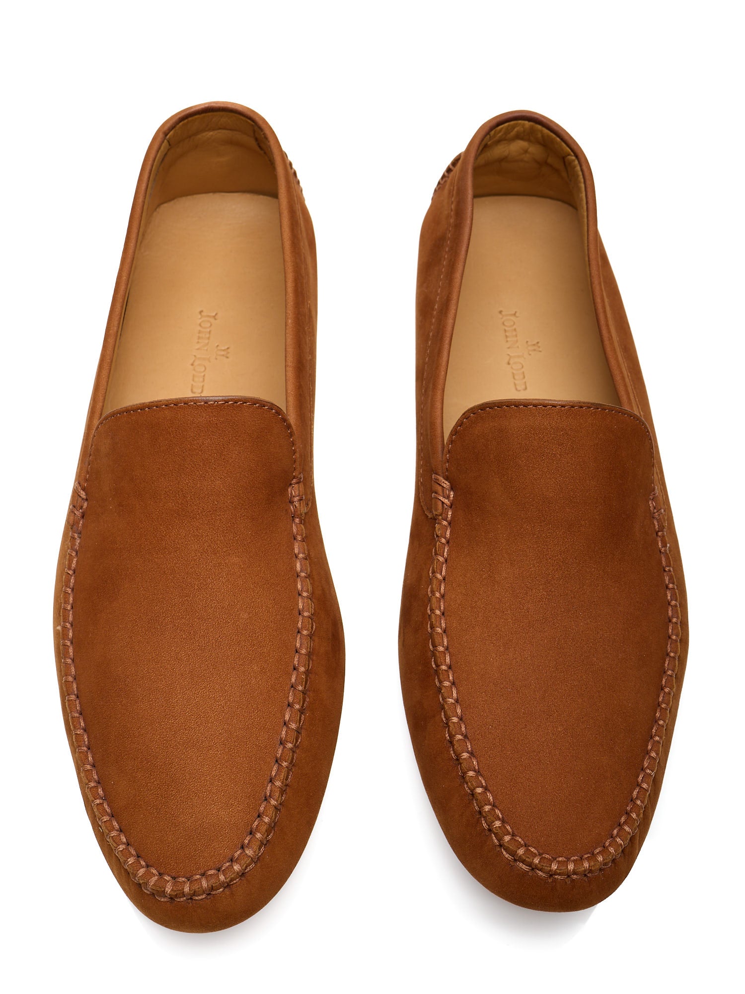 JOHN LOBB Tan Suede Leather Driving Loafers Shoes