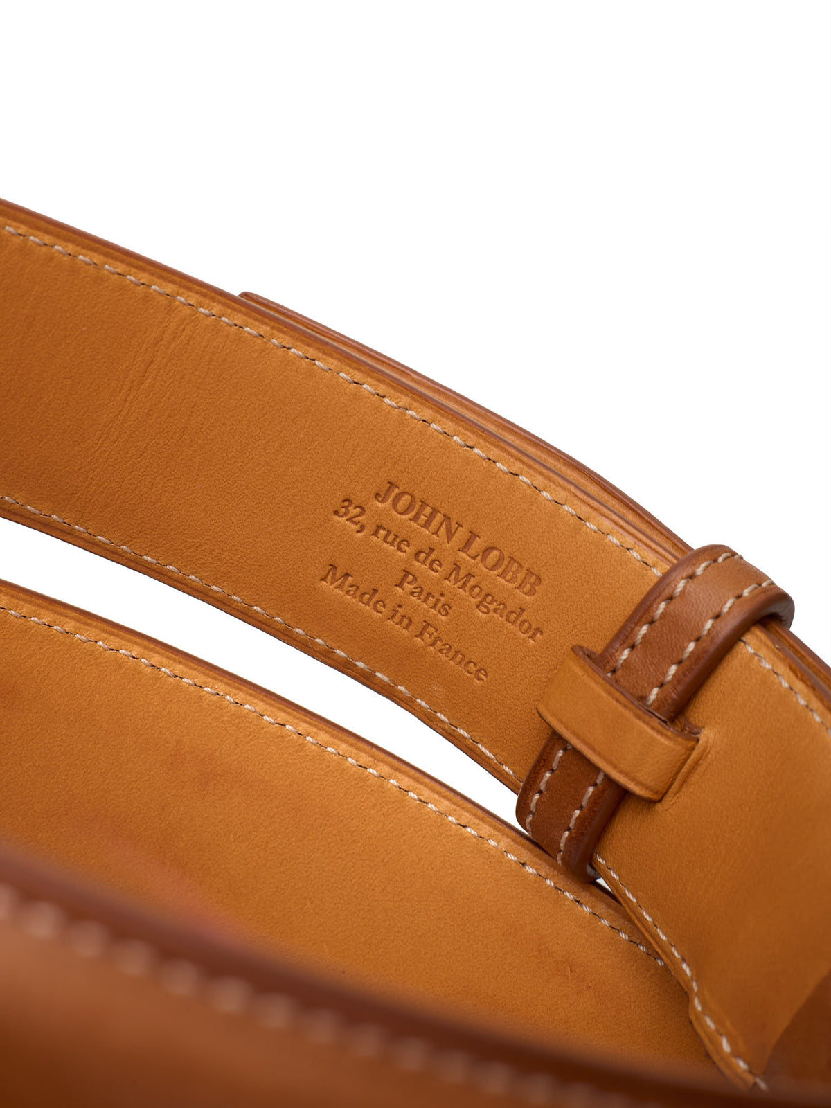JOHN LOBB Cognac Brown Leather Silver-Tone Buckle Belt 90cm 36"