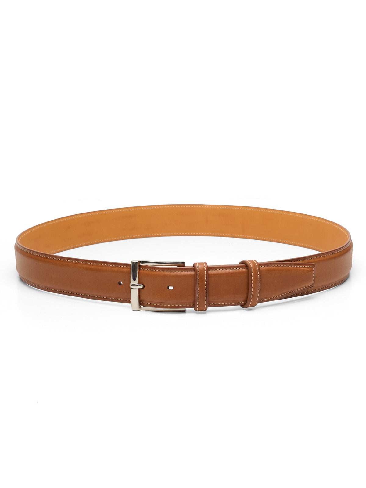 JOHN LOBB Cognac Brown Leather Silver-Tone Buckle Belt 90cm 36"