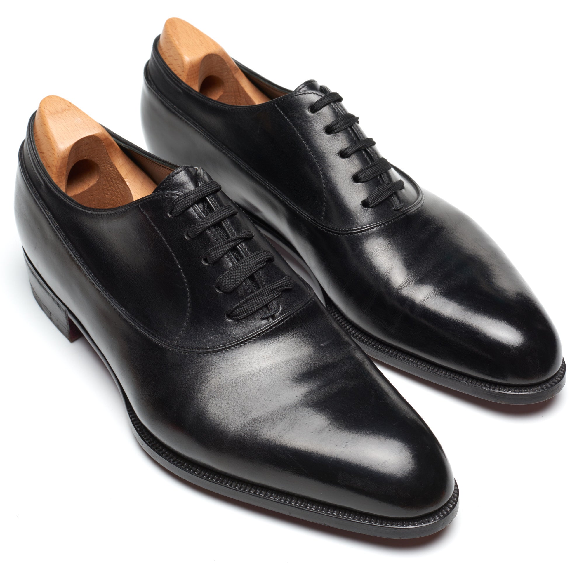 JOHN LOBB Paris Bespoke Black Calf Leather Balmoral Oxford Shoes UK 7.5 US 8.5 JOHN LOBB