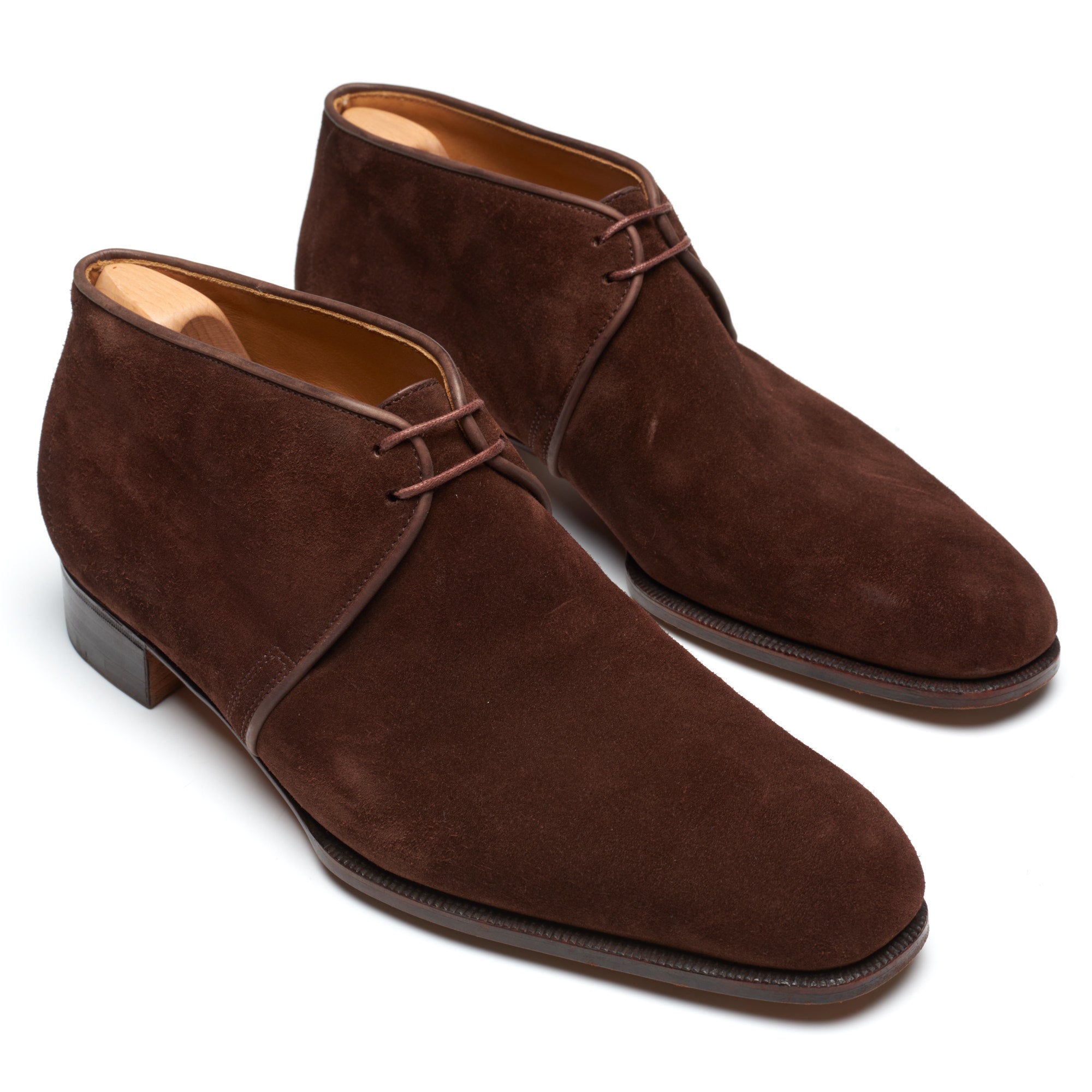 JOHN LOBB Paris Bespoke Brown Suede Leather Chukka Boots Shoes UK 7.5 US 8.5 JOHN LOBB