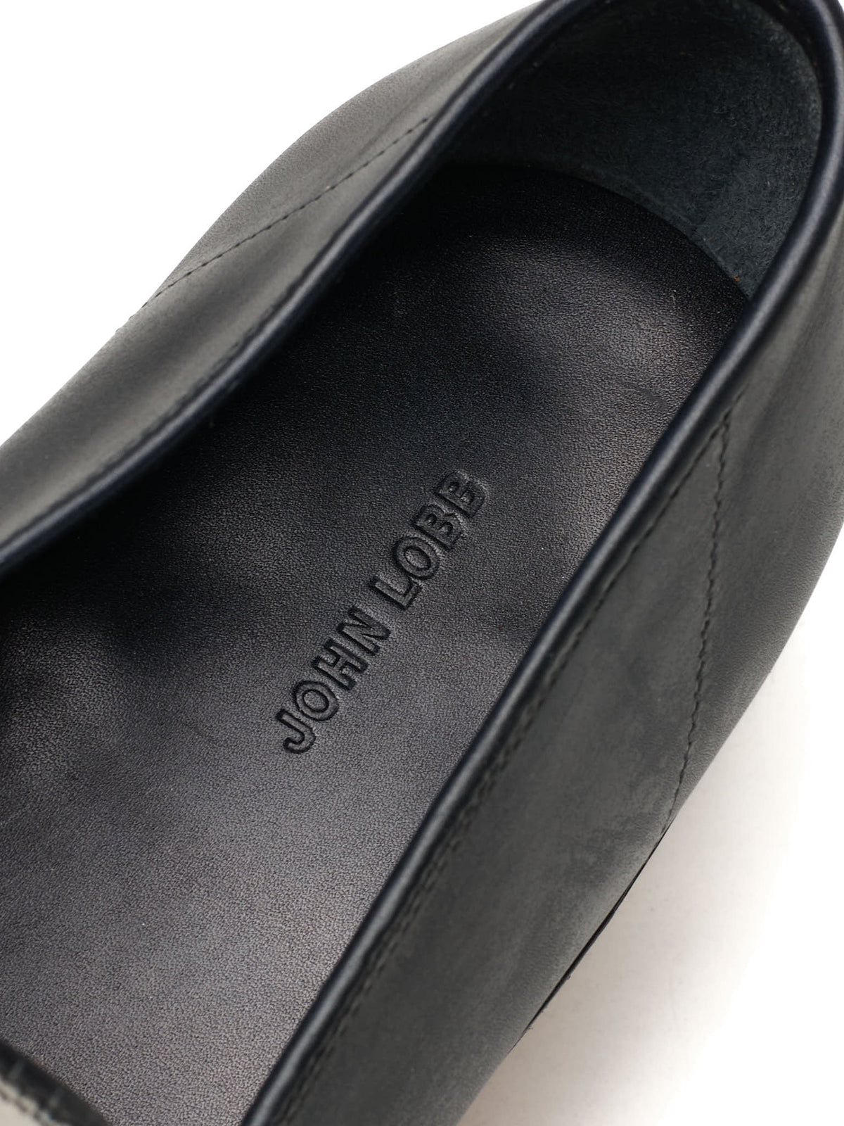 JOHN LOBB "Ashley" Black-White Leather Penny Loafers