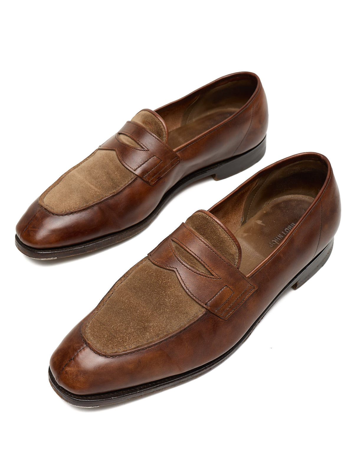 JOHN LOBB "Ashley" Brown Leather Penny Loafers