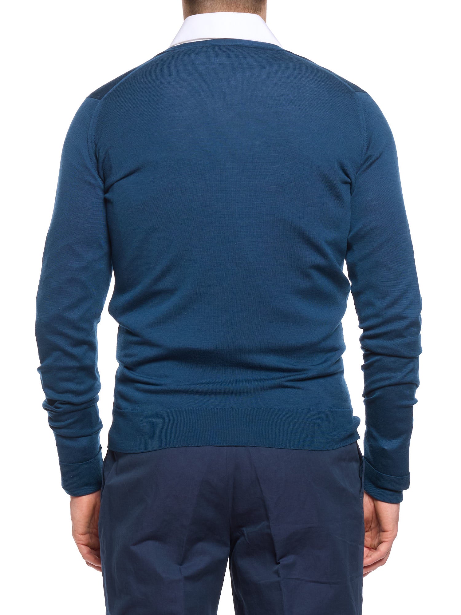 JOHN SMEDLEY Blue New Zealand Merino Cardigan Sweater England