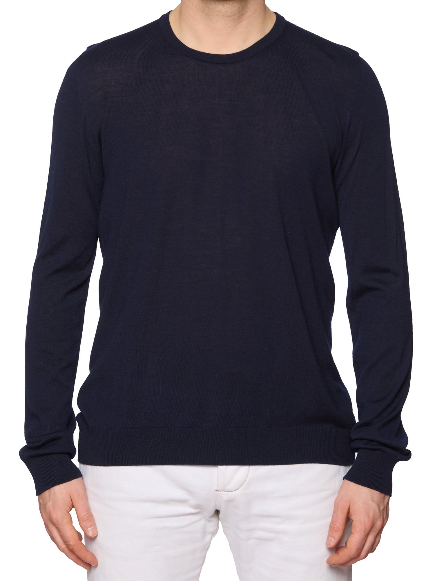 JOHNSTONS of Elgin Navy Blue Wool Crewneck Sweater XL