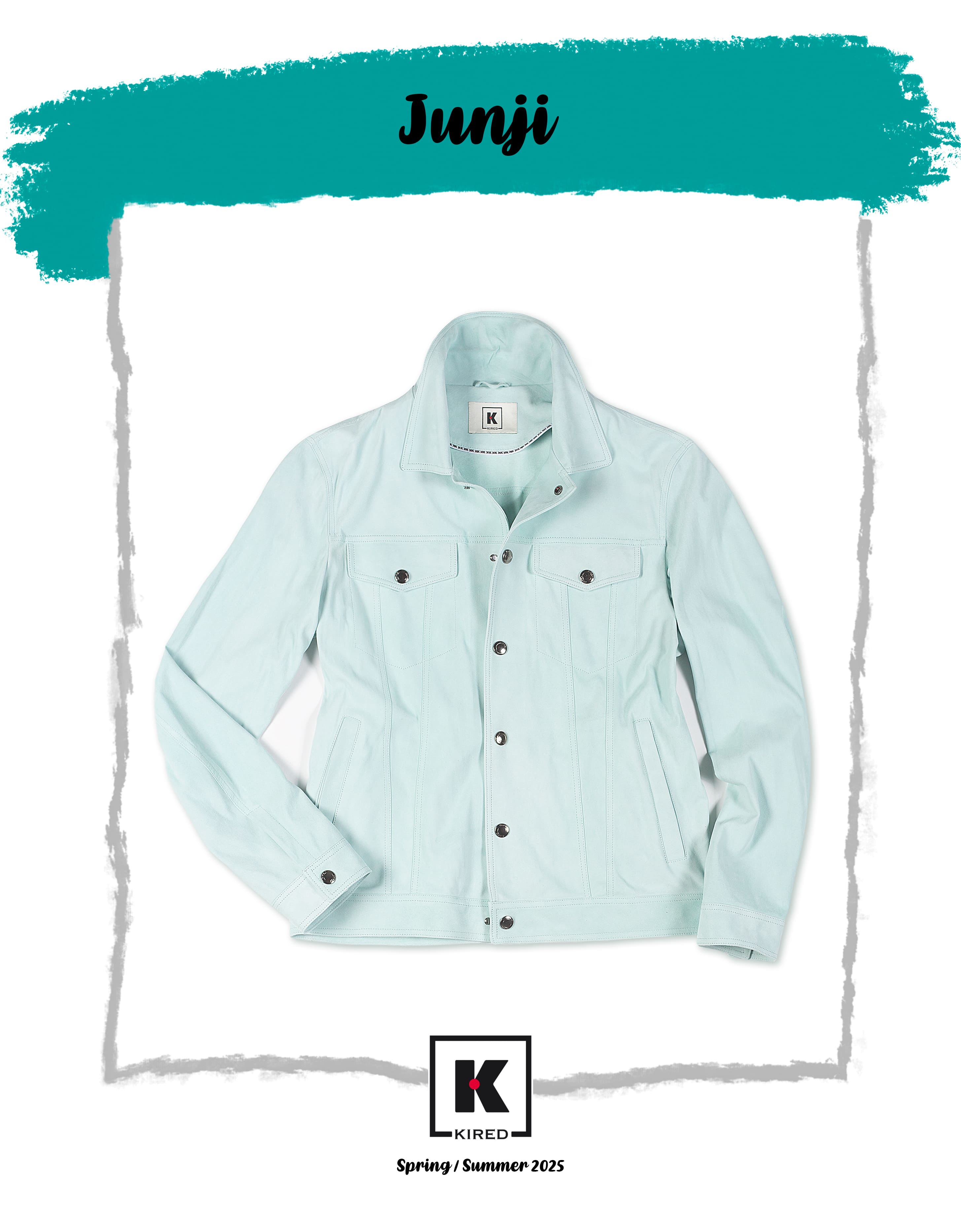 KITON KIRED "Junji" Teal Lambskin Suede Leather Jacket EU 50 NEW US M 2025