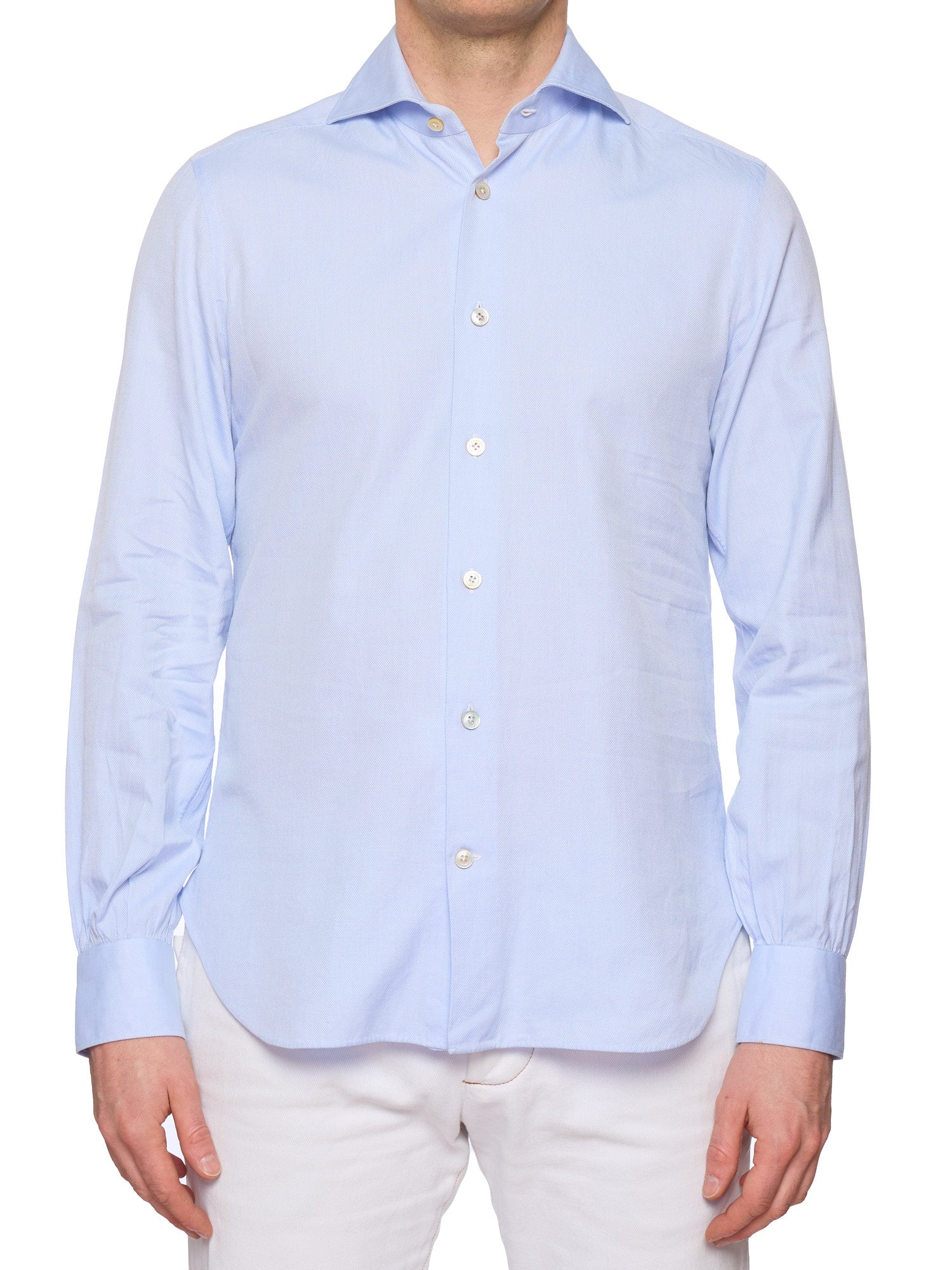 KITON Napoli Light Blue Oxford Cotton Dress Shirt EU 39 US 15.5