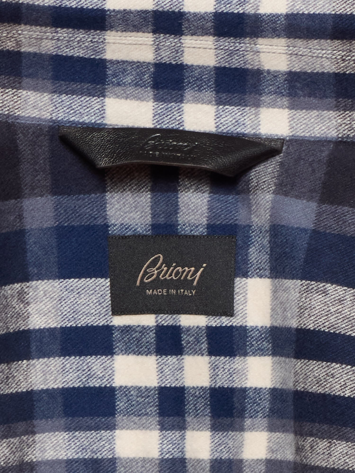 BRIONI Blue Plaid Flannel Cotton Long Sleeve Overshirt XL
