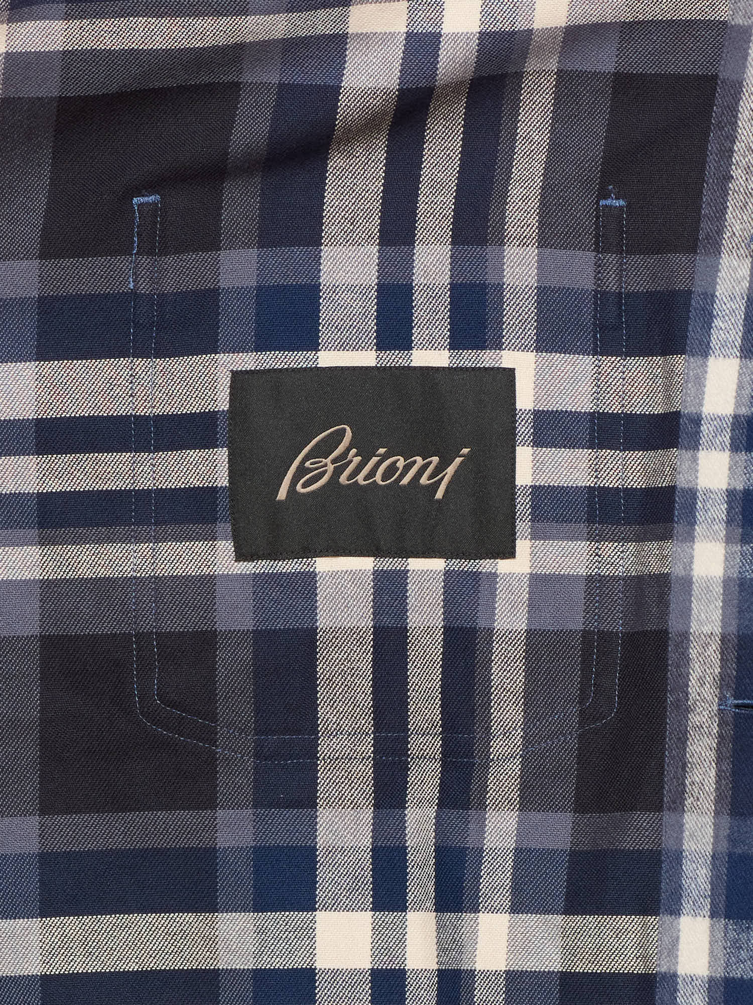BRIONI Blue Plaid Flannel Cotton Long Sleeve Overshirt XL