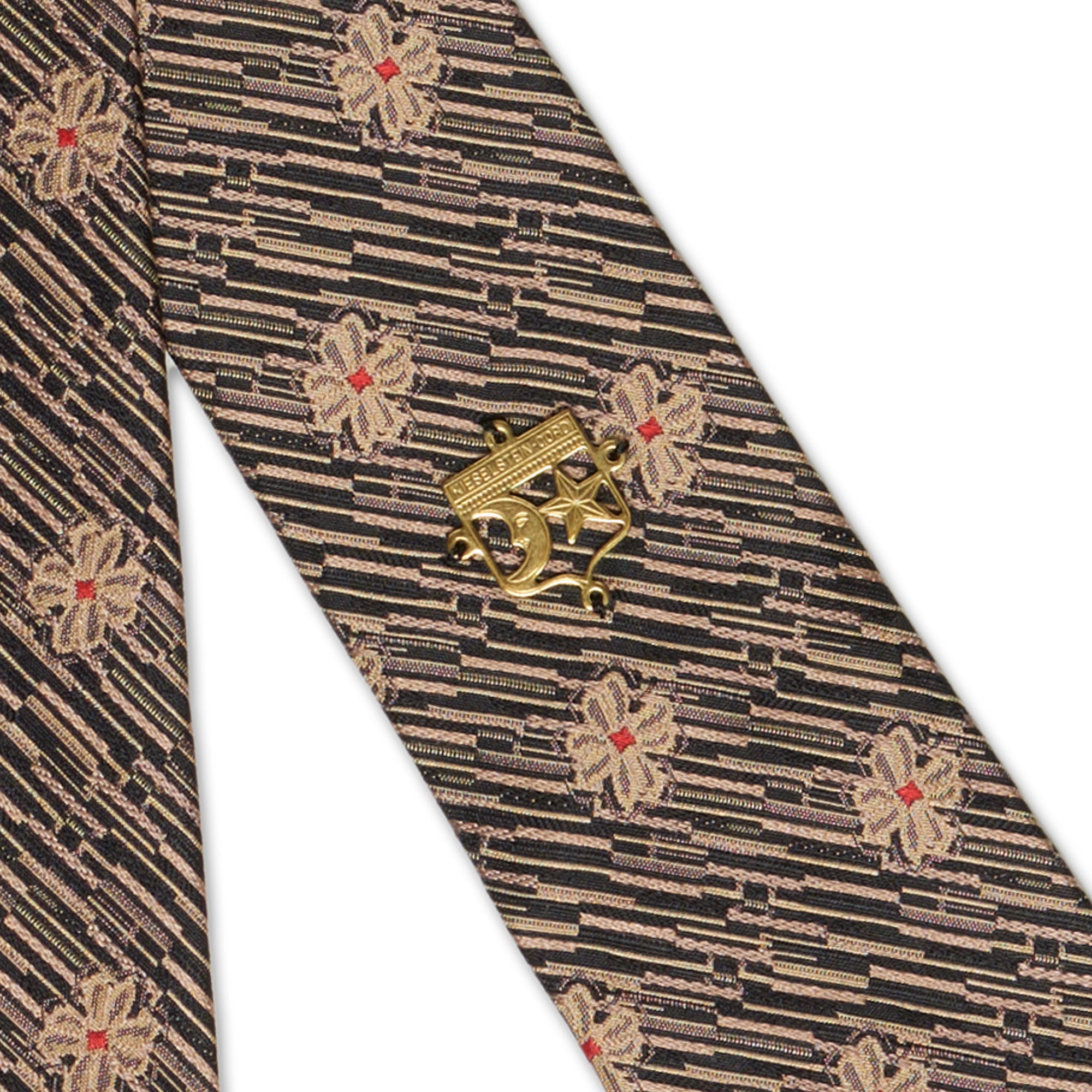 KIESELSTEIN-CORD Handmade Black Floral Design Silk Tie KIESELSTEIN-CORD