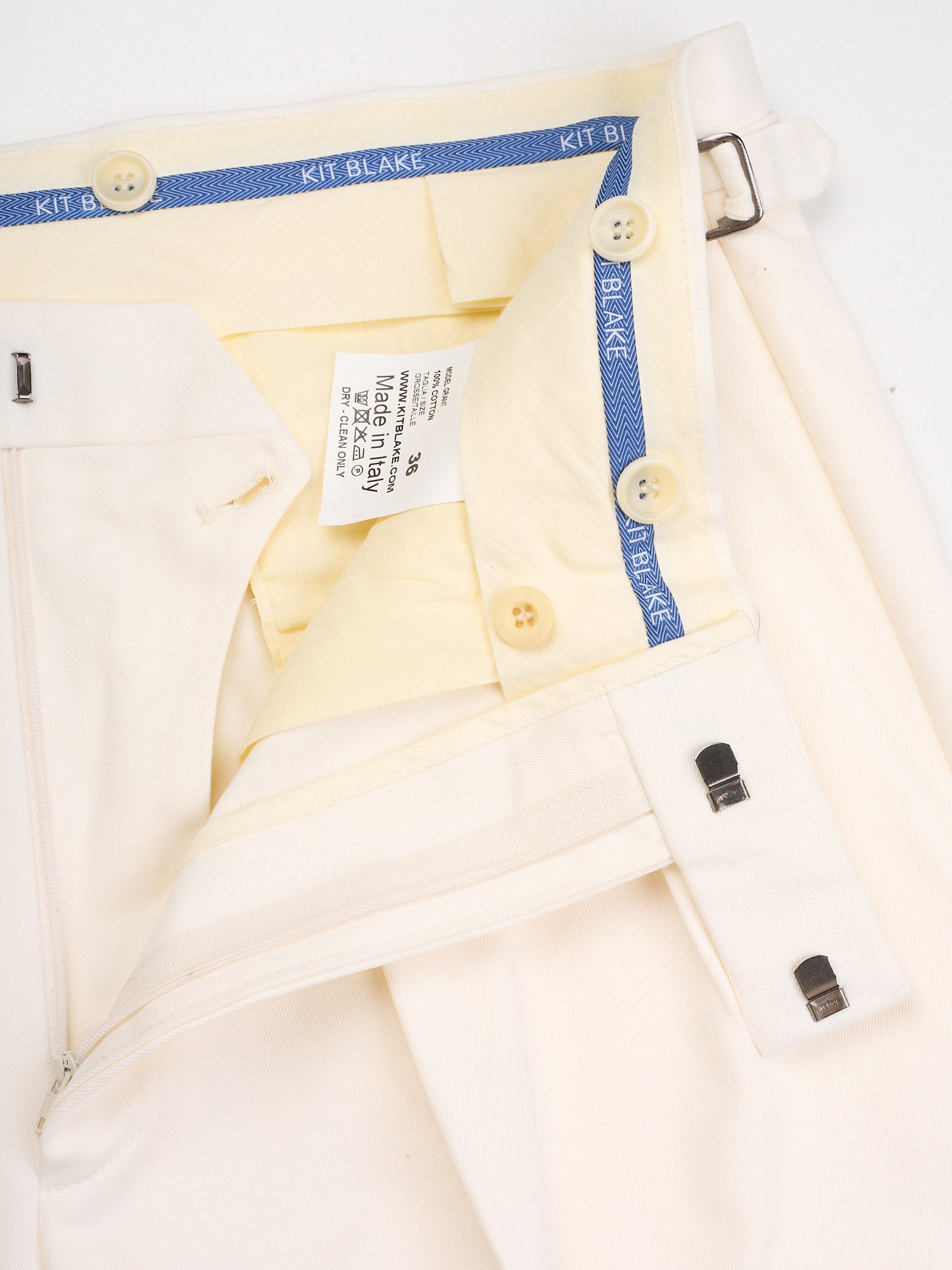 Gabor KIT BLAKE "Grant" Cream Cotton Pleated Trousers